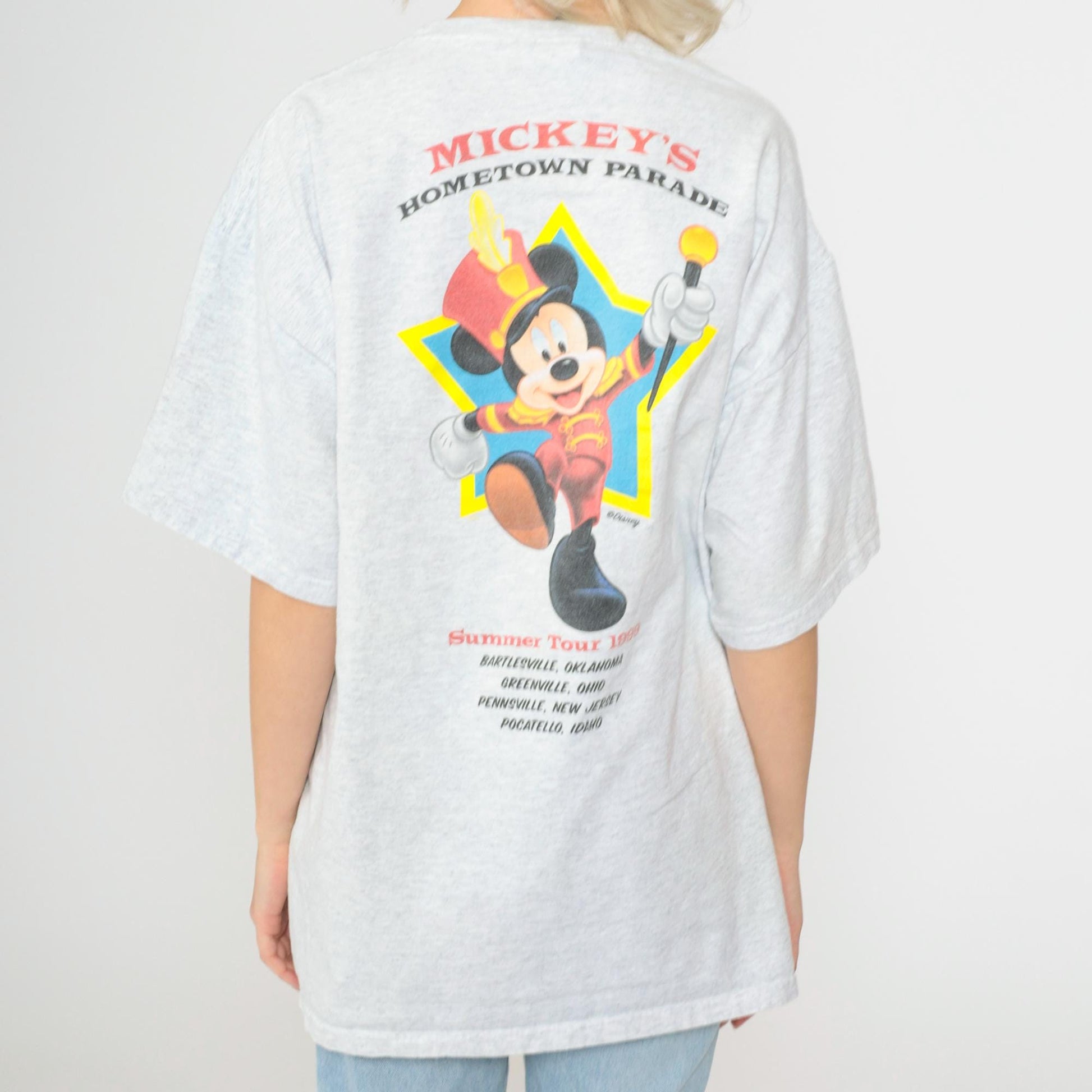 90s Mickey's Hometown Parade Tour 1999 Disney Graphic Tee Heather Grey Extra Large XL