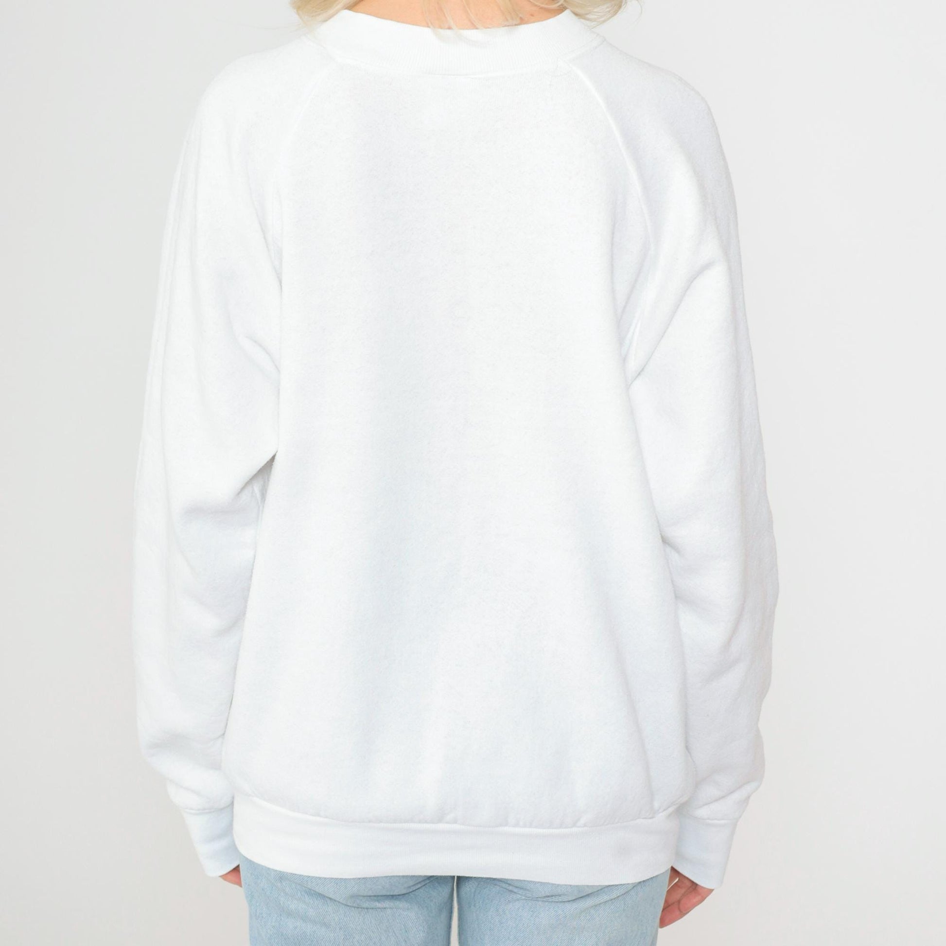 90s Goose Floral Cross-Stitch Sweatshirt White Raglan Graphic Large