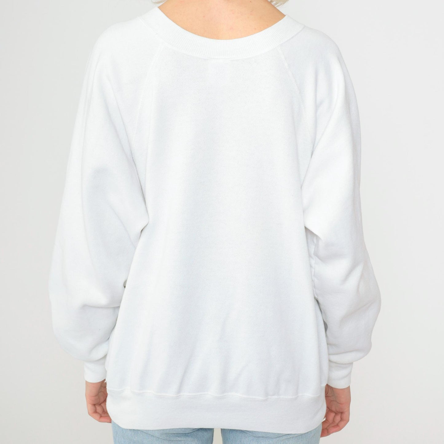 90s Kansas Winter Bird Graphic Sweatshirt White Crewneck Large