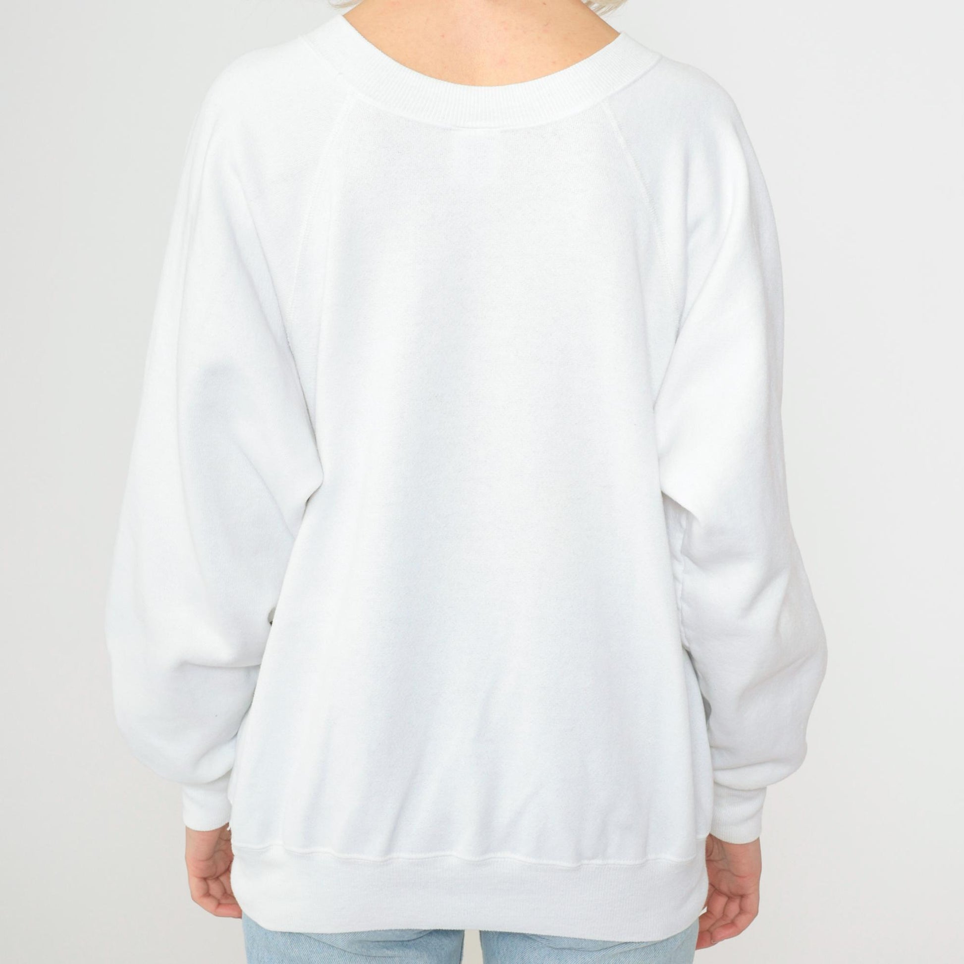 90s Kansas Winter Bird Graphic Sweatshirt White Crewneck Large