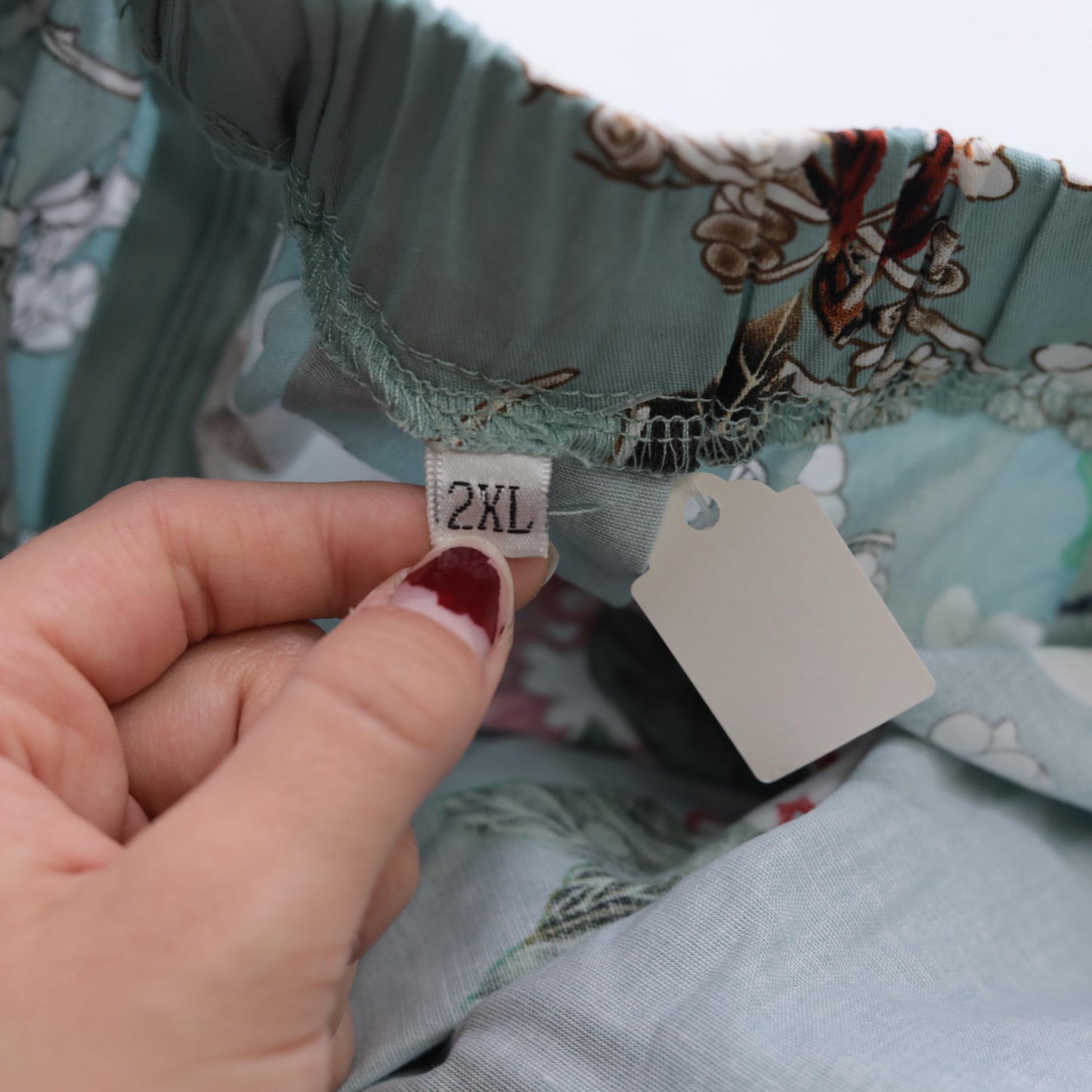 90s Floral Butterfly Midi Skirt Seafoam High Waist Pleated Plus Size XXL