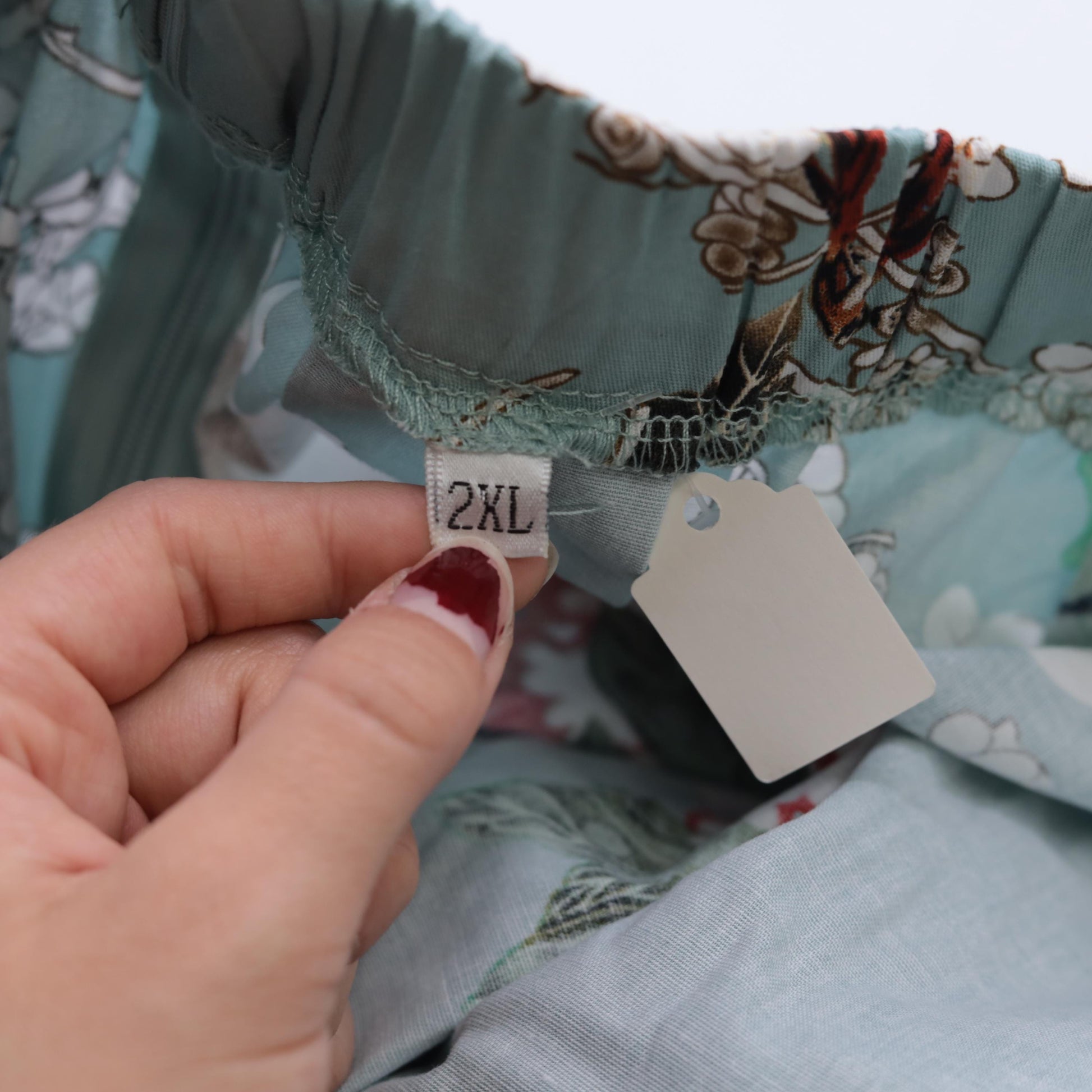 90s Floral Butterfly Midi Skirt Seafoam High Waist Pleated Plus Size XXL