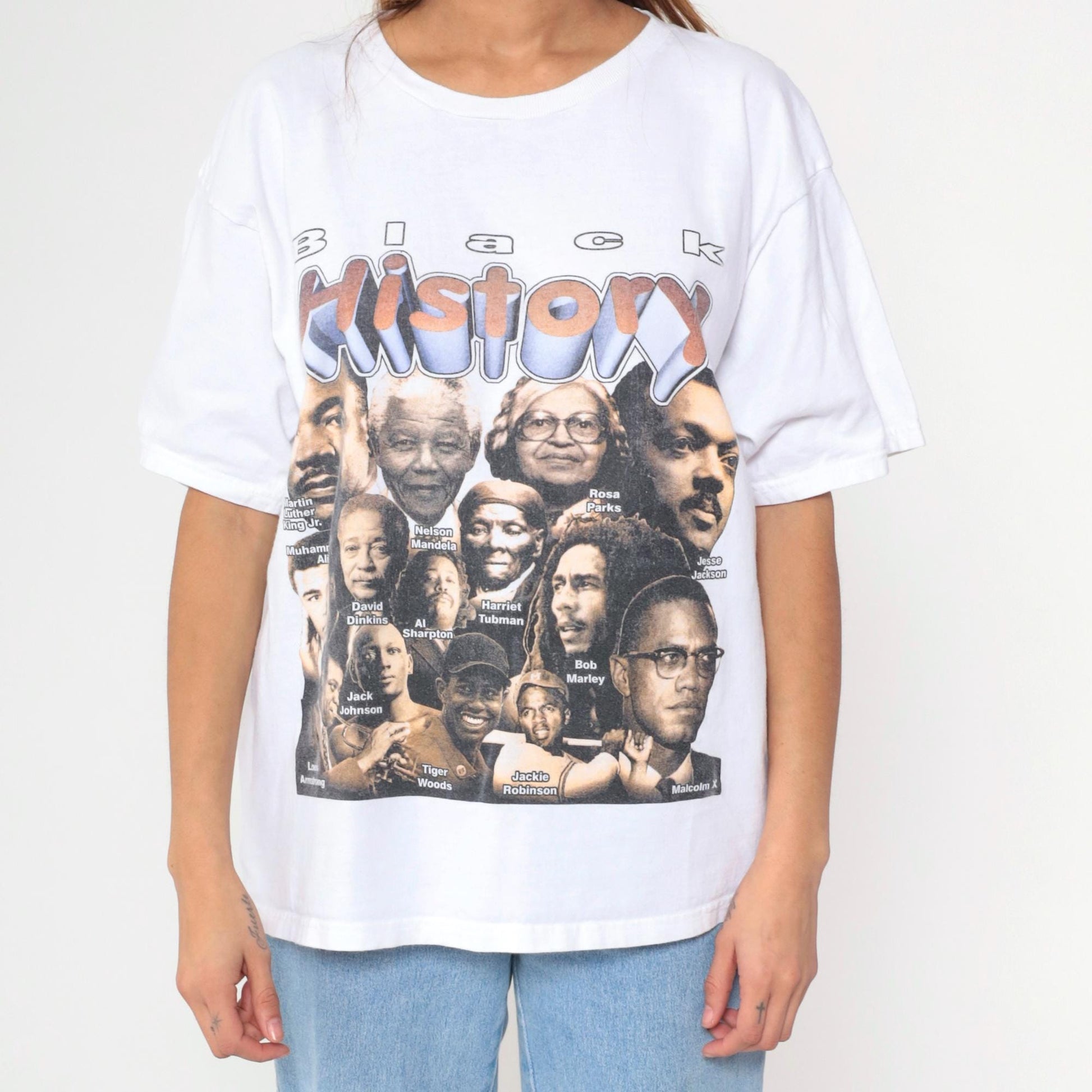 90s Black History Graphic T-Shirt Martin Luther King Malcolm X Rosa Parks Nelson Mandela Extra Large