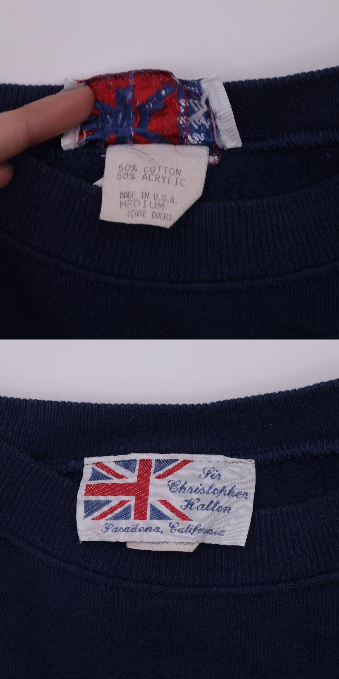 90s Sir Christopher Hatton Golf Sweatshirt Navy Embroidered Crest Medium