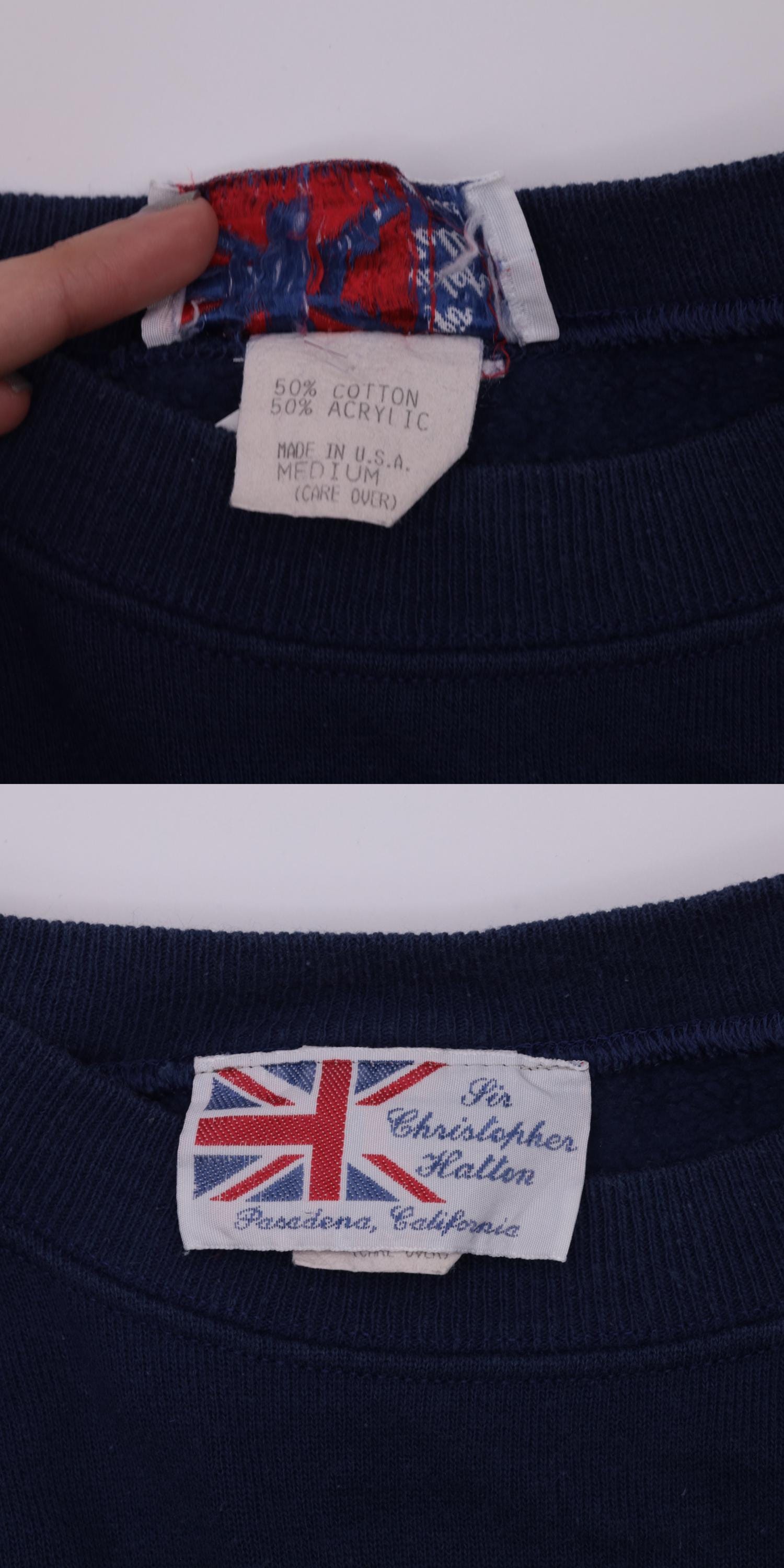 90s Sir Christopher Hatton Golf Sweatshirt Navy Embroidered Crest Medium