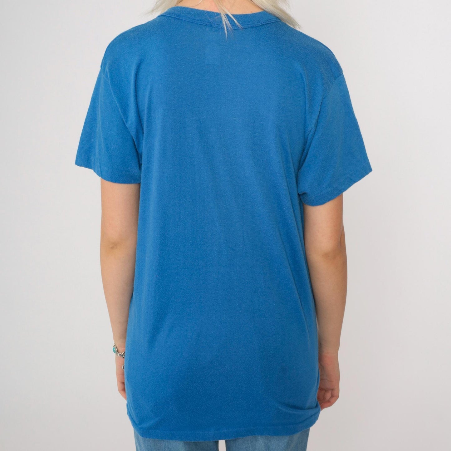 80s Boston Anchor Graphic T-Shirt Blue Single Stitch Tee Small
