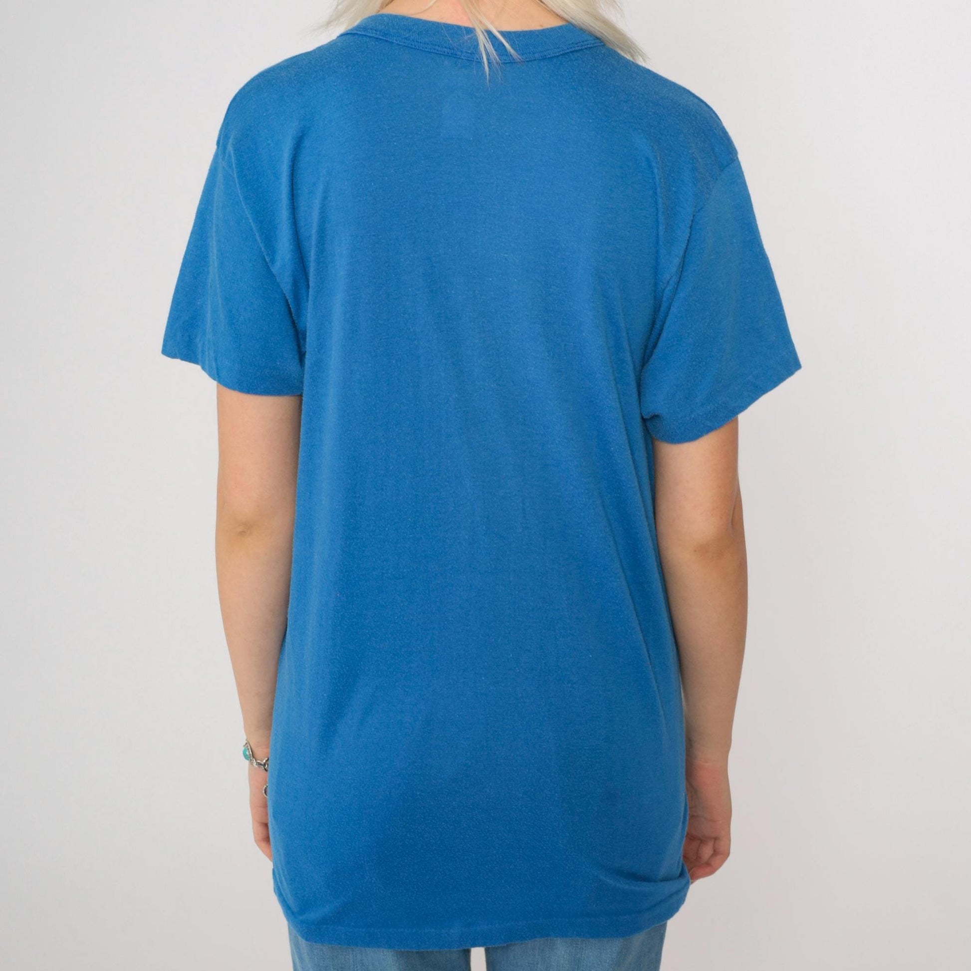 80s Boston Anchor Graphic T-Shirt Blue Single Stitch Tee Small