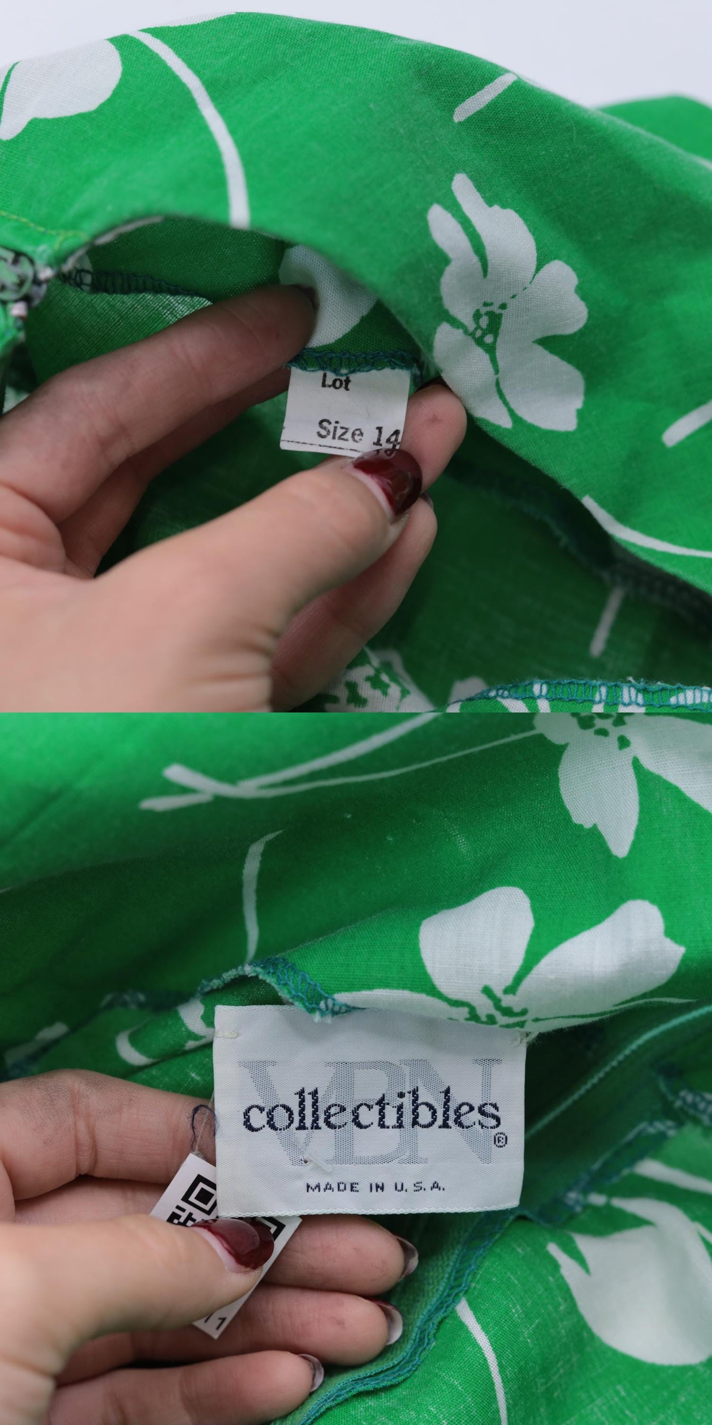 70s Green Floral Midi Wrap Dress Sleeveless High Waist White Belt Large