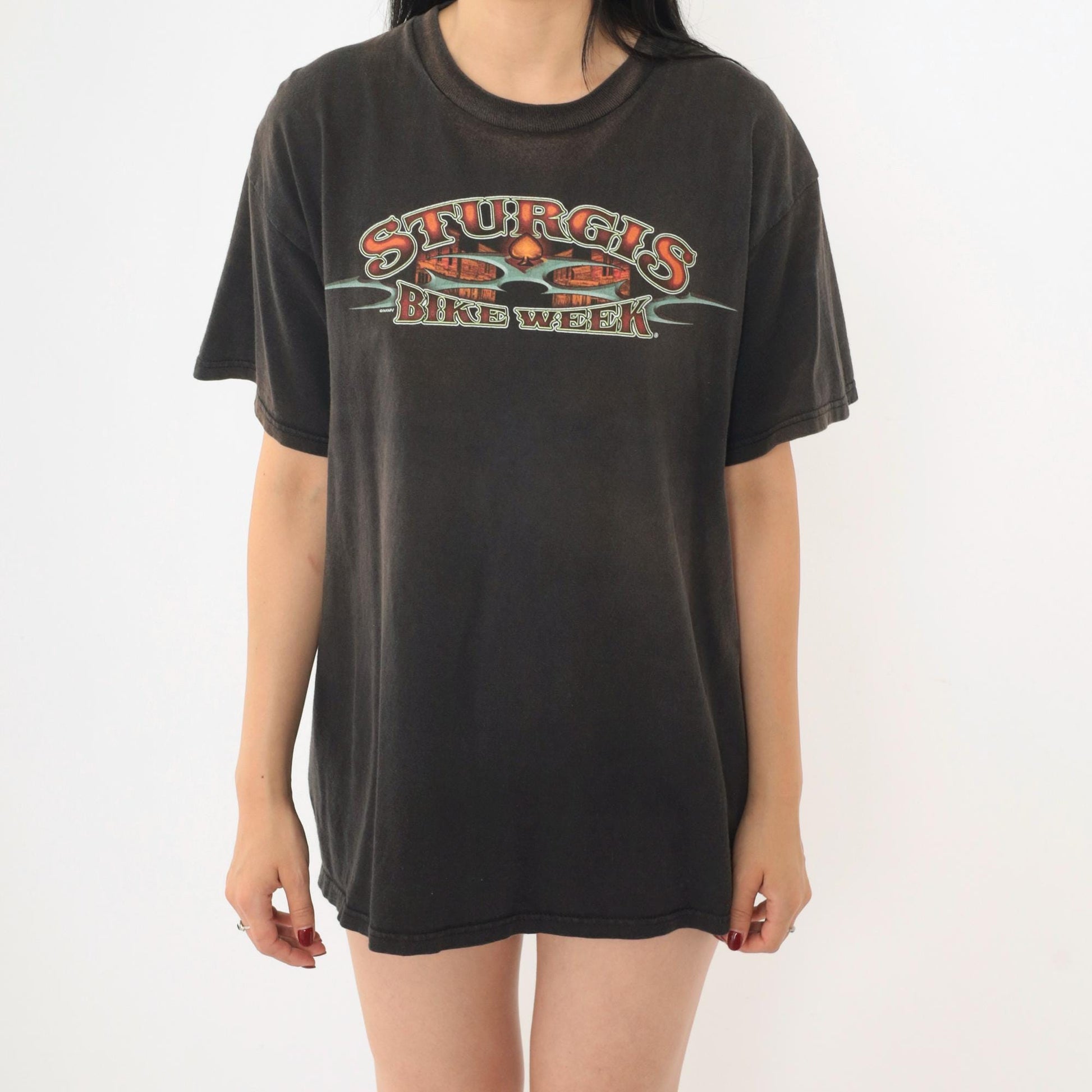 2005 Sturgis Bike Week Skeleton Cowboy Motorcycle T-Shirt Black Large