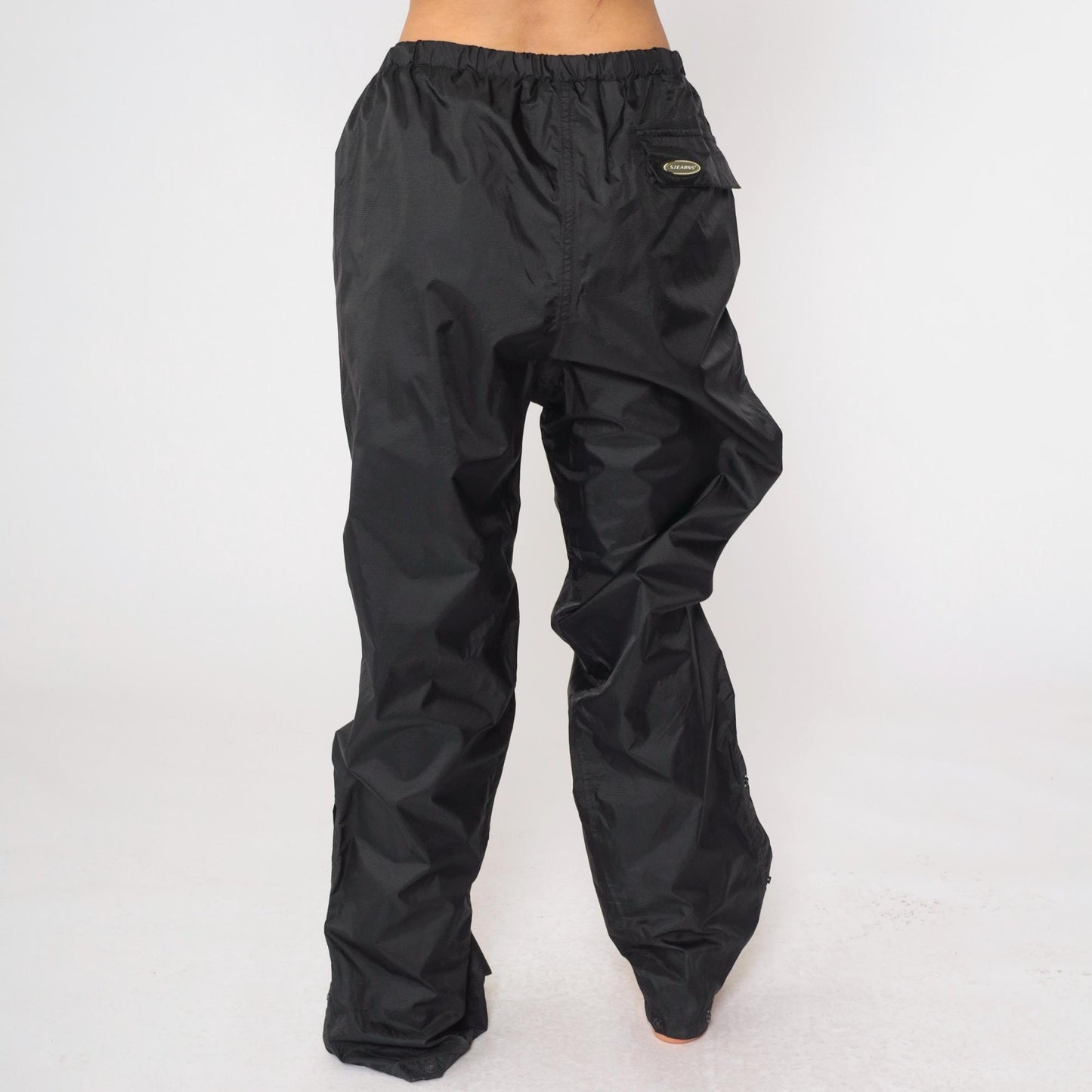 Y2K Stearns Dry Wear Black Nylon Track Pants Waterproof Joggers Medium