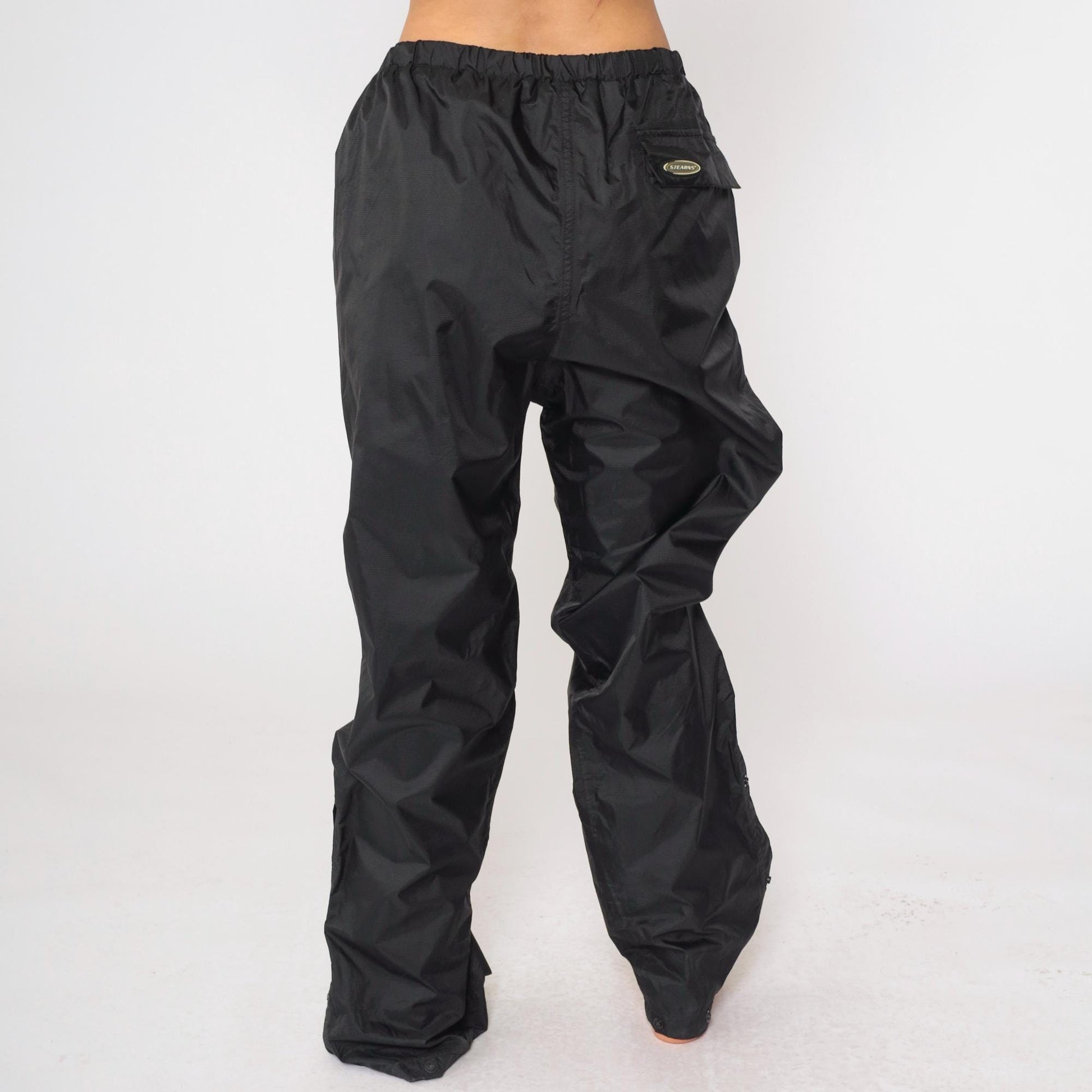 Y2K Stearns Dry Wear Black Nylon Track Pants Waterproof Joggers Medium