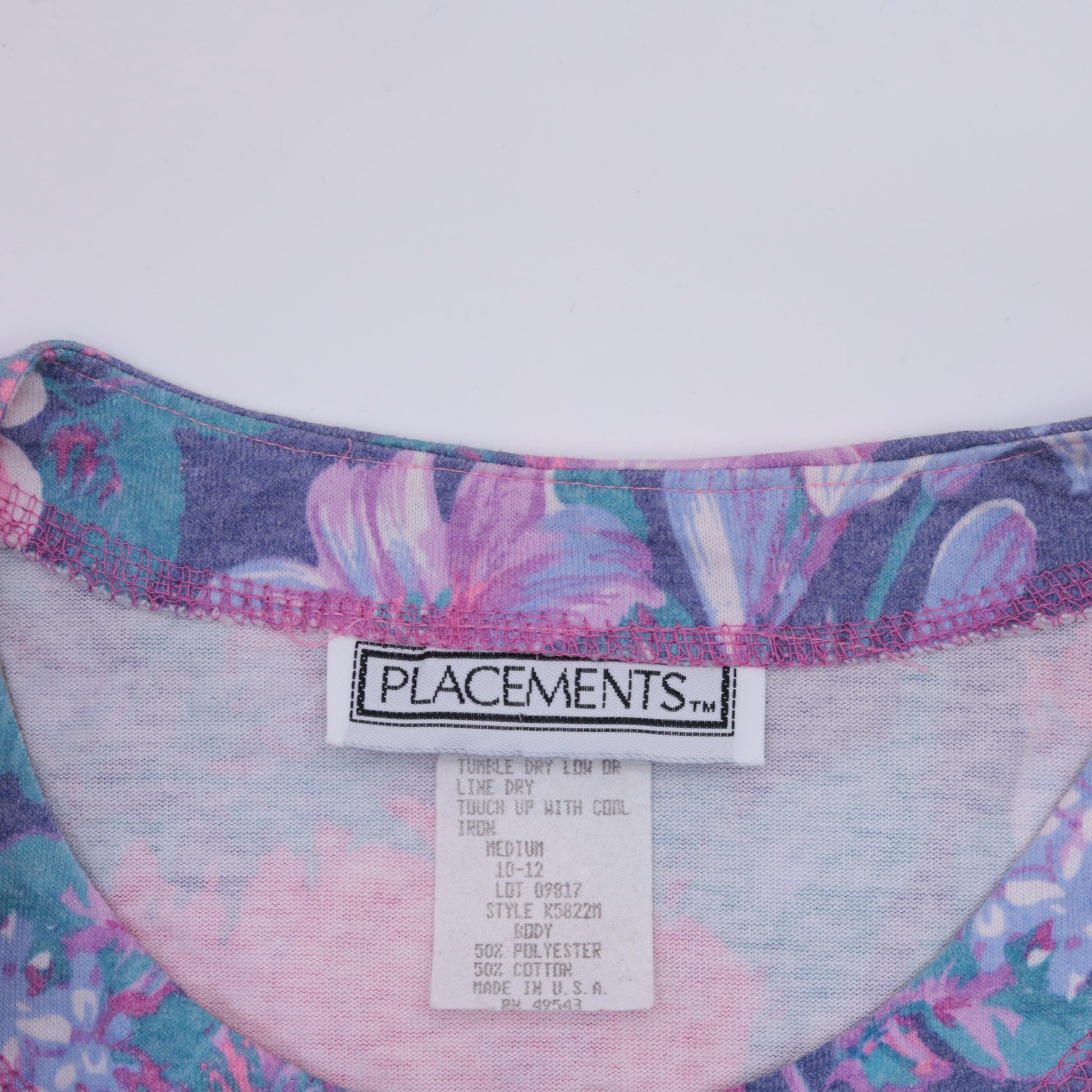90s Floral Button-Up Blouse Purple Pink Flower Print Short Sleeve Medium