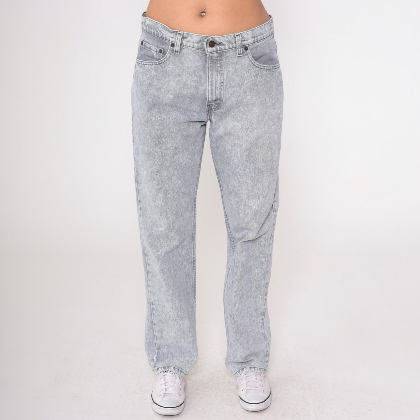 90s Levi's 506 Acid Wash Grey High-Rise Straight Jeans 36x32