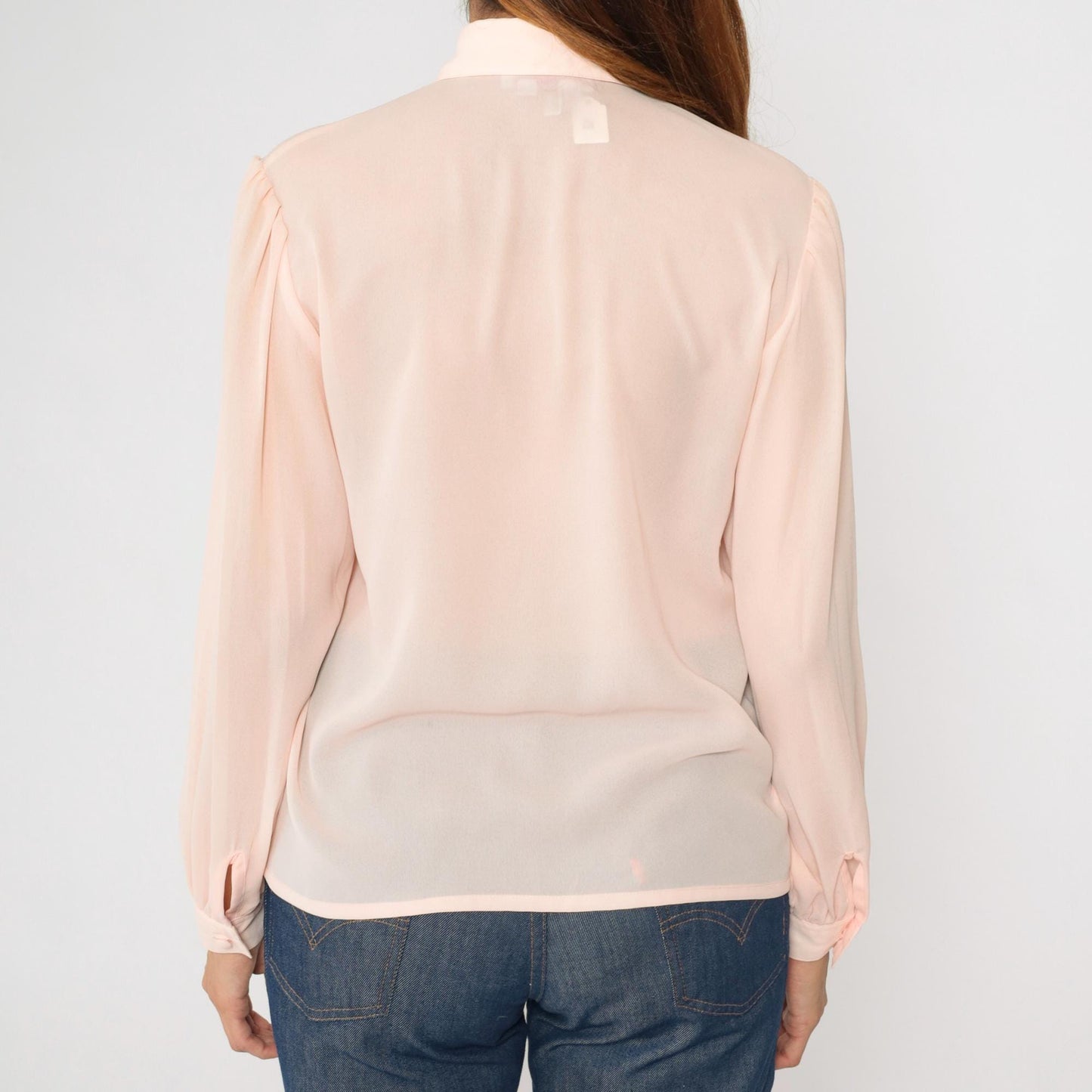 90s Laura and Jayne Pink Pleated Blouse Puff Sleeve Button Up Small