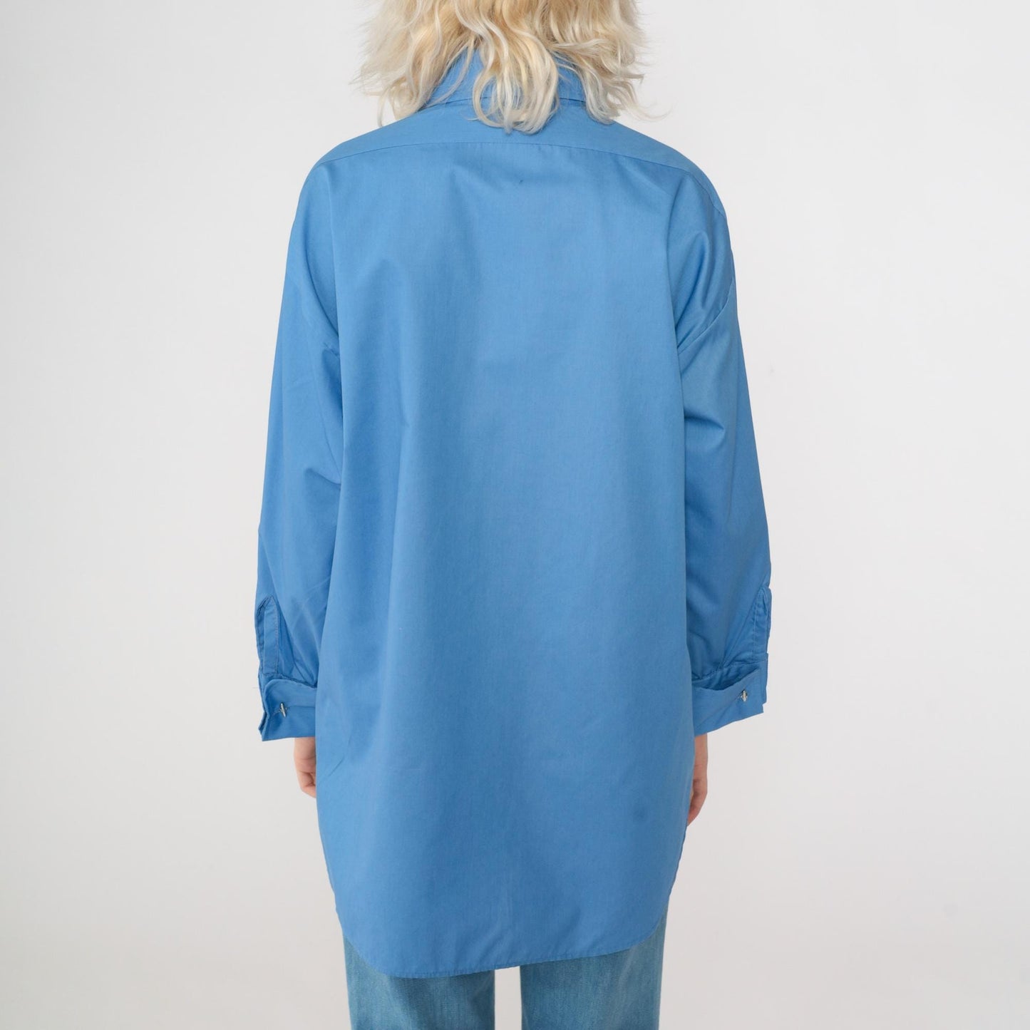 70s Capri by David of California Blue Button-Up Shirt Dagger Collar Large
