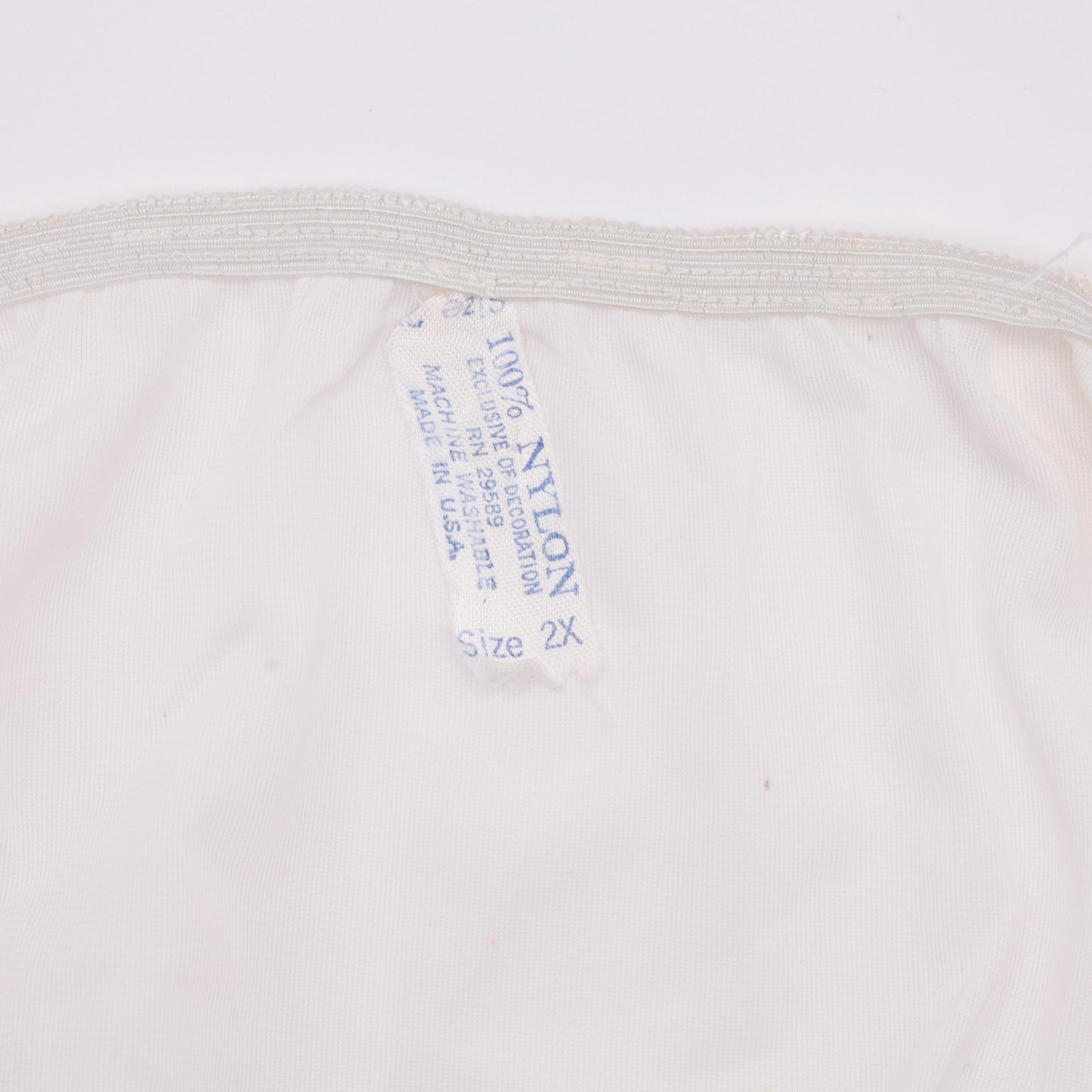70s White Lace Slip Skirt Semi-Sheer Front Slit Maxi Medium Large