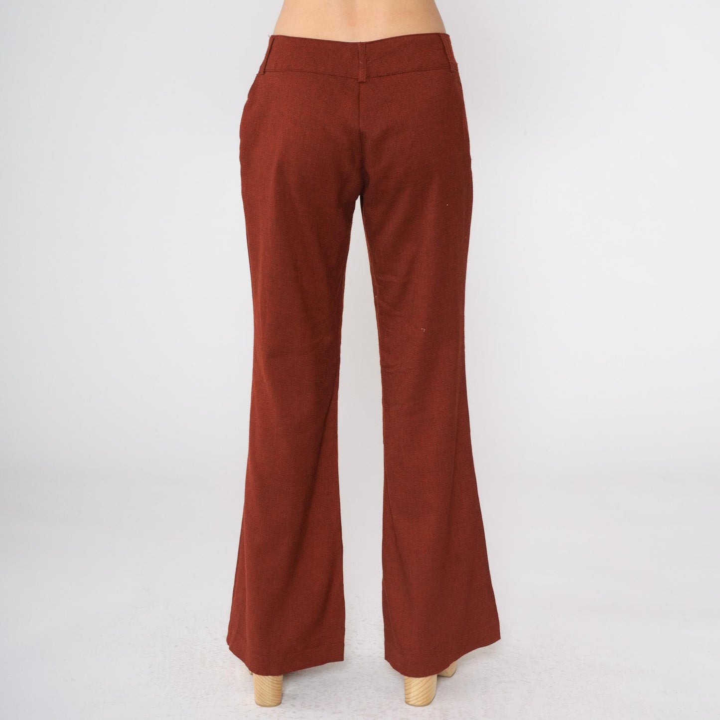 Y2K Burnt Orange Flared Trousers Low Rise 00s Flares Small 7