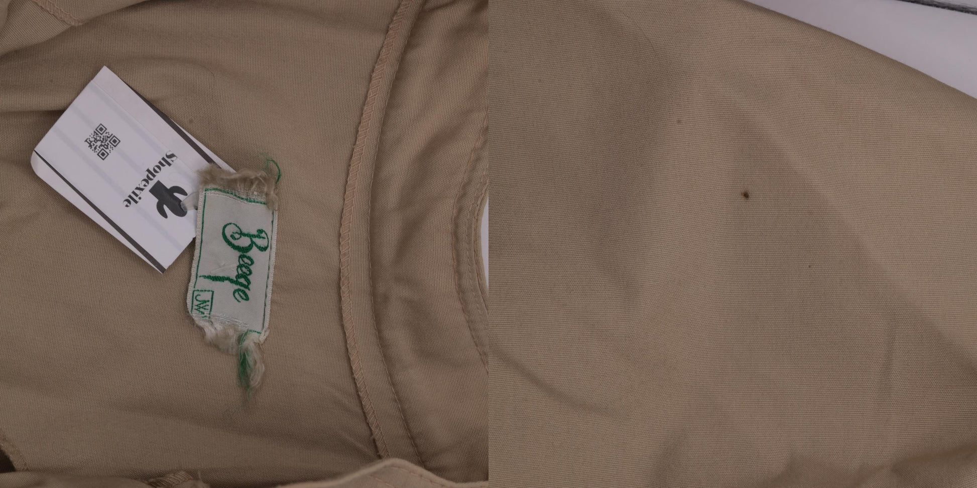 70s Tan Button-Up Mini Shirtdress High Waist Short Sleeve Small