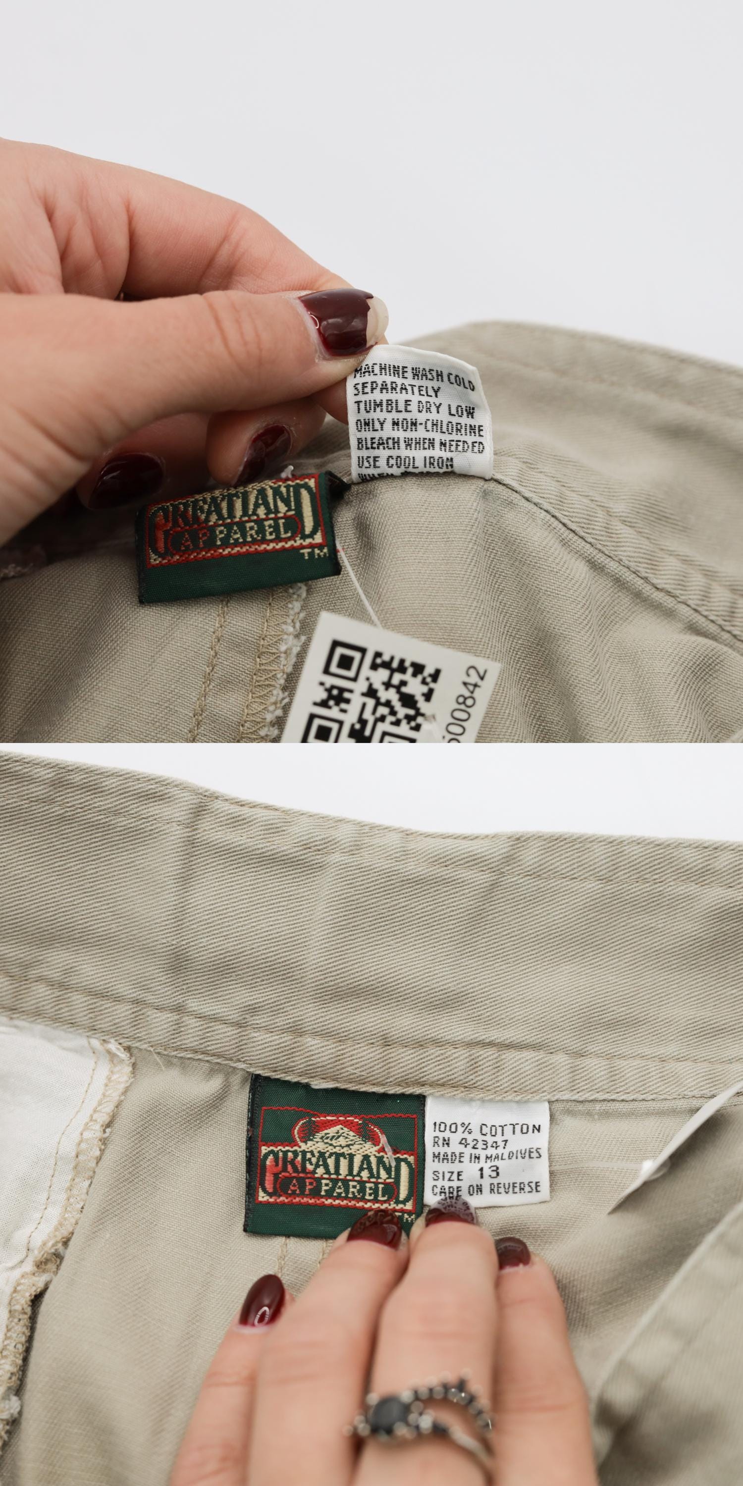 90s Khaki Pleated Shorts High Waisted Trouser Baggy Cotton Small