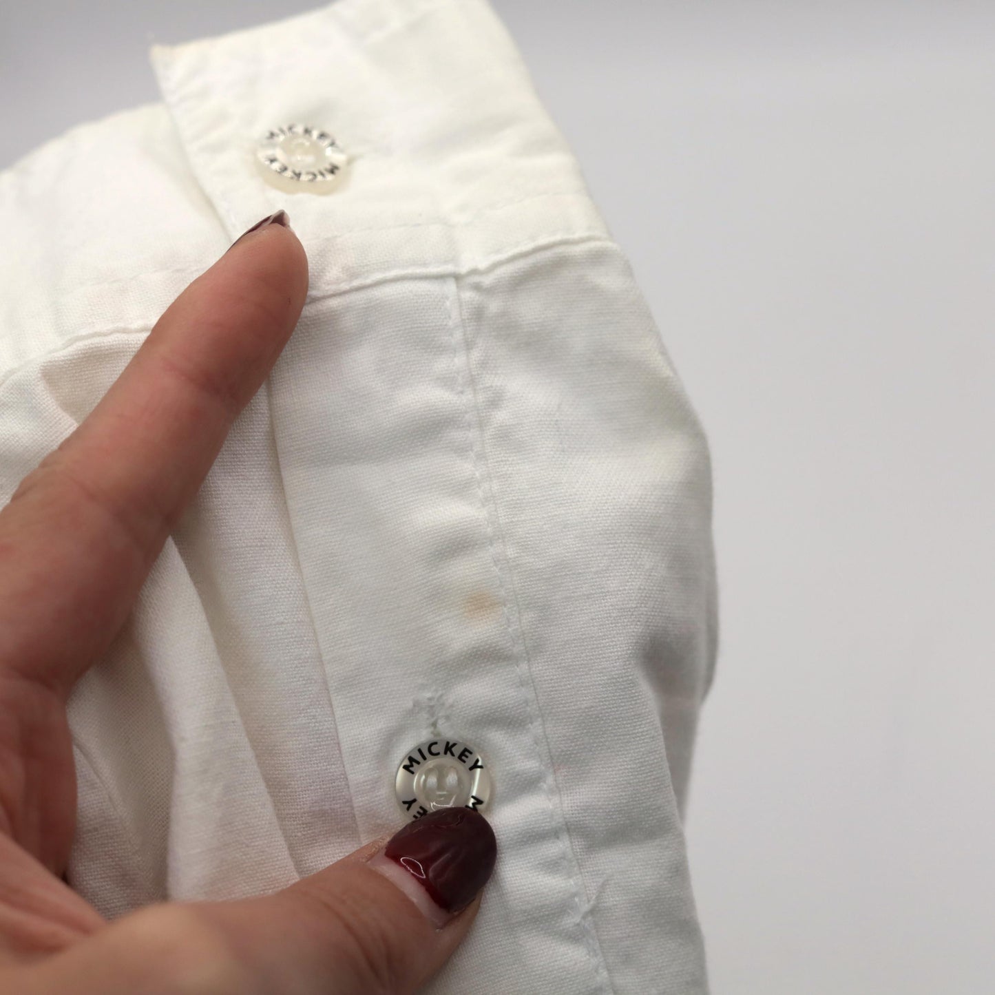 90s Mickey Unlimited Disney Shirt White Cotton Button Up Long Sleeve Large
