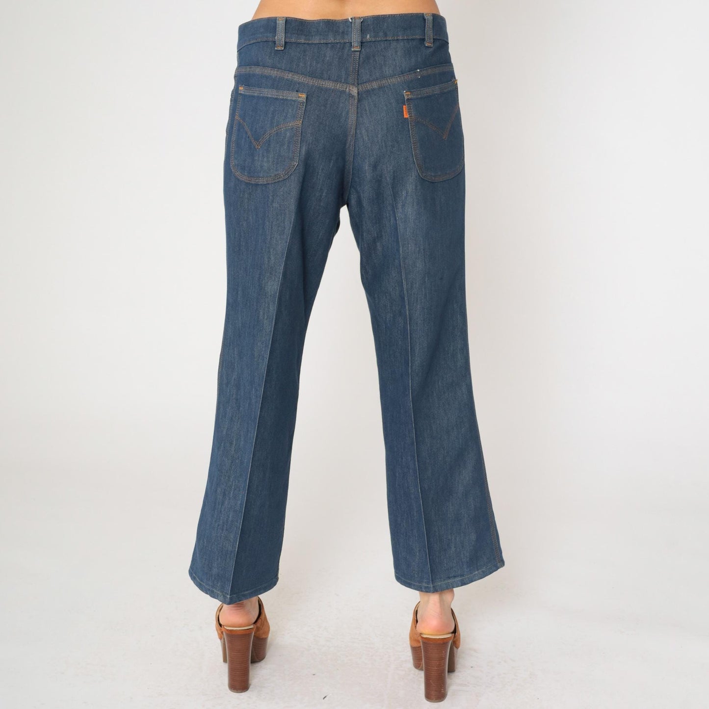 80s Levi's Dark Indigo Flared Bell Bottom Jeans High Rise Men's Medium
