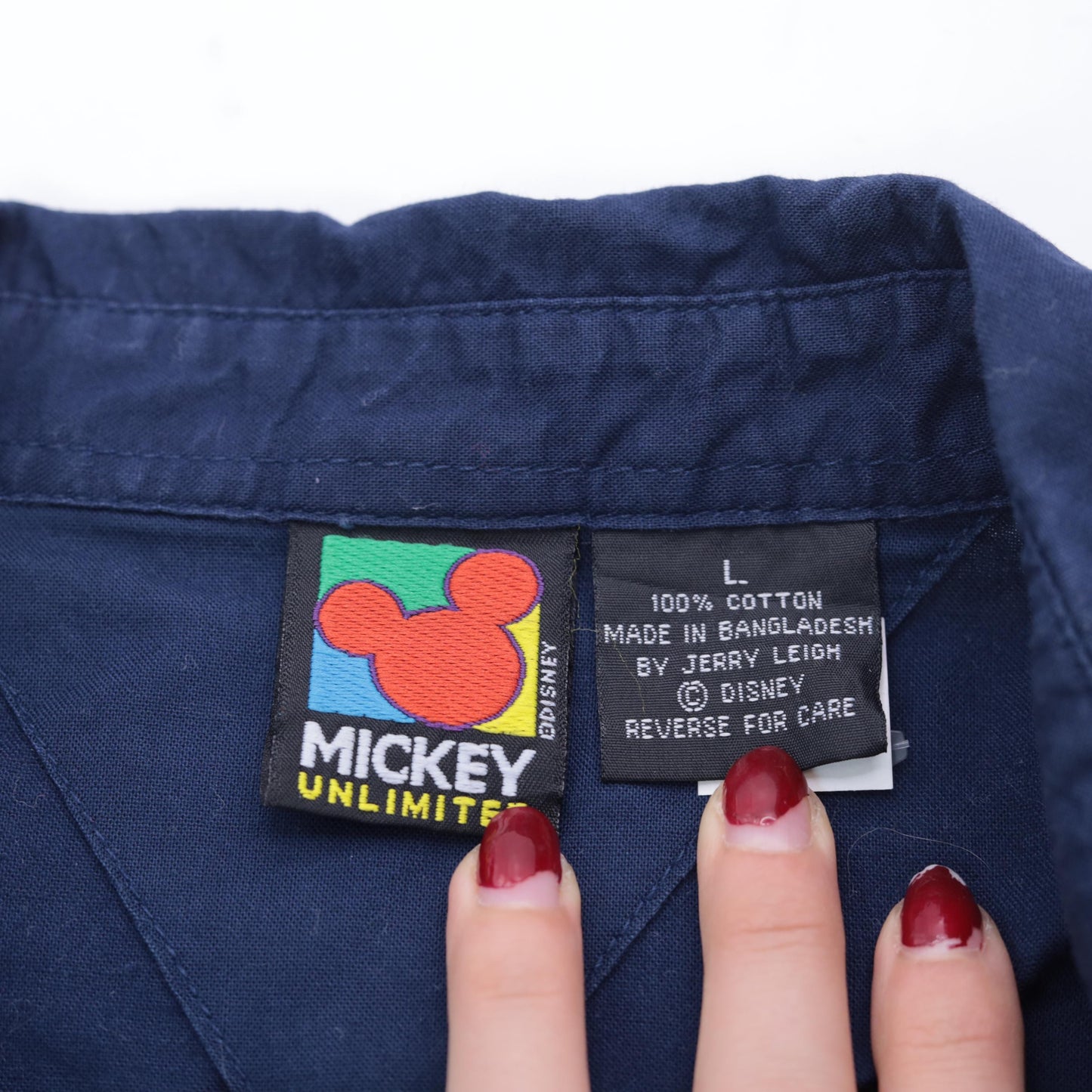 90s Mickey Unlimited Disney Embroidered Button Up Shirt Navy Large