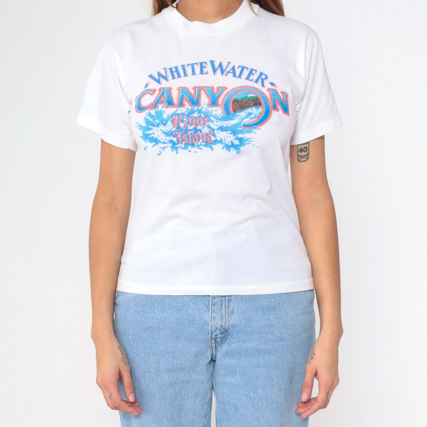 80s White Water Canyon Kings Island Ohio Graphic T-Shirt Screen Stars Small