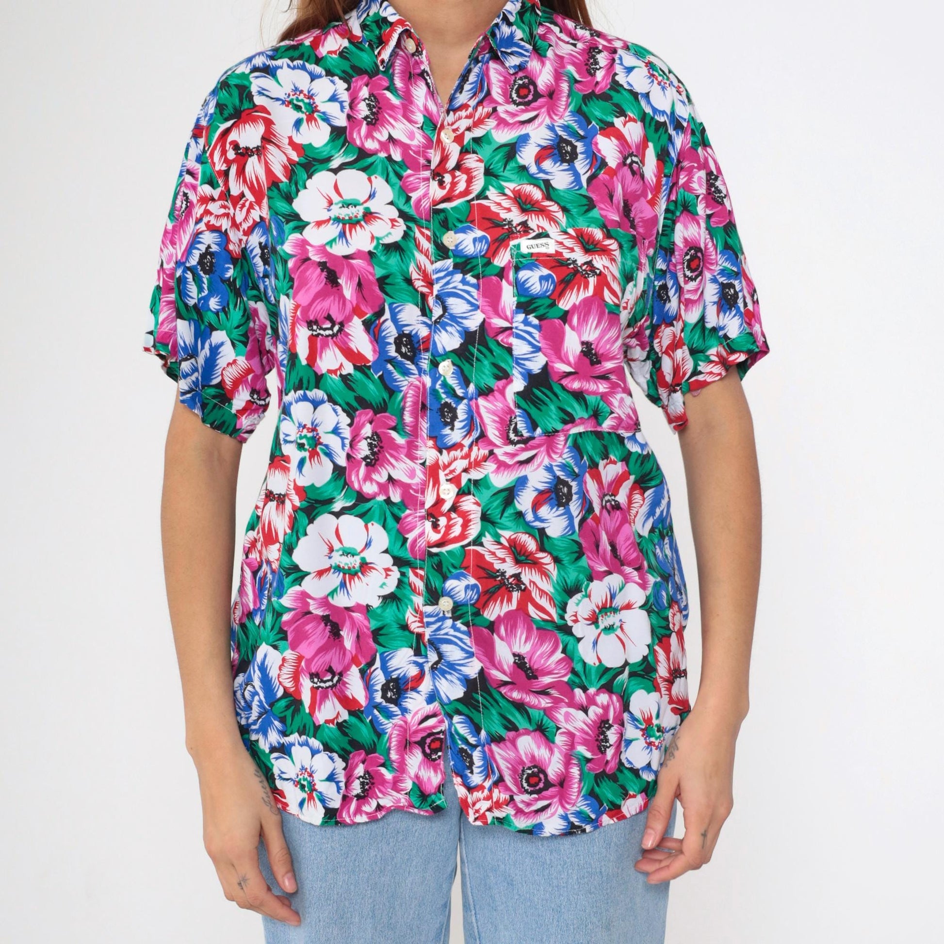 90s Guess by Georges Marciano Floral Button Up Shirt Medium