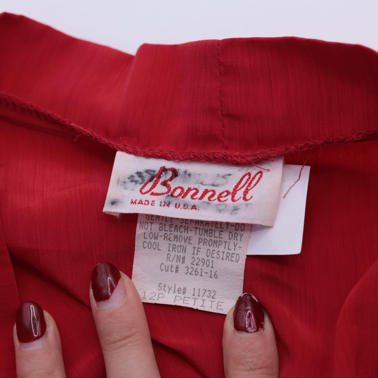 90s Red Wrap Midi Dress Deep V Neck High Waist Long Sleeve Medium