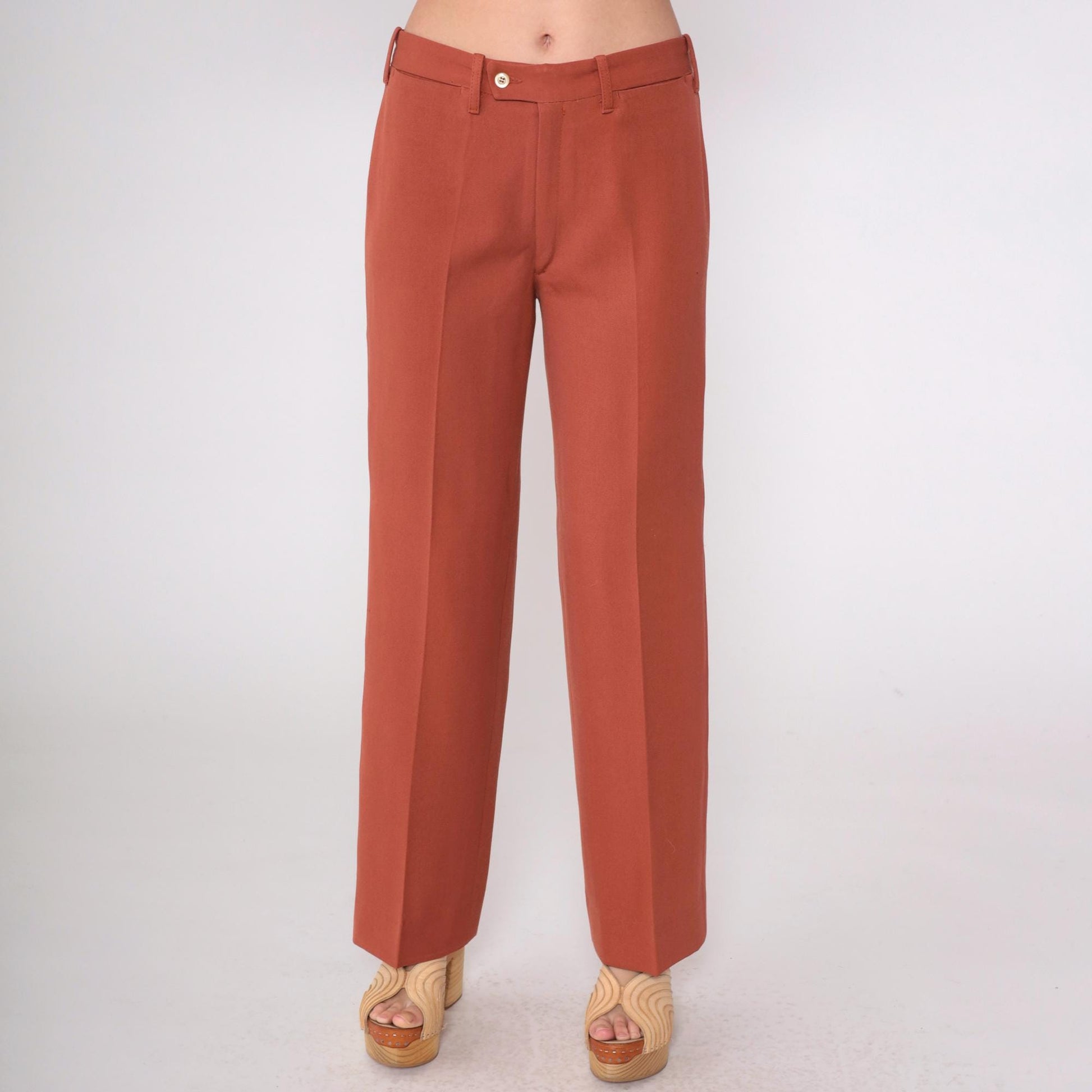 70s Terra Cotta High-Rise Straight Leg Trousers Small