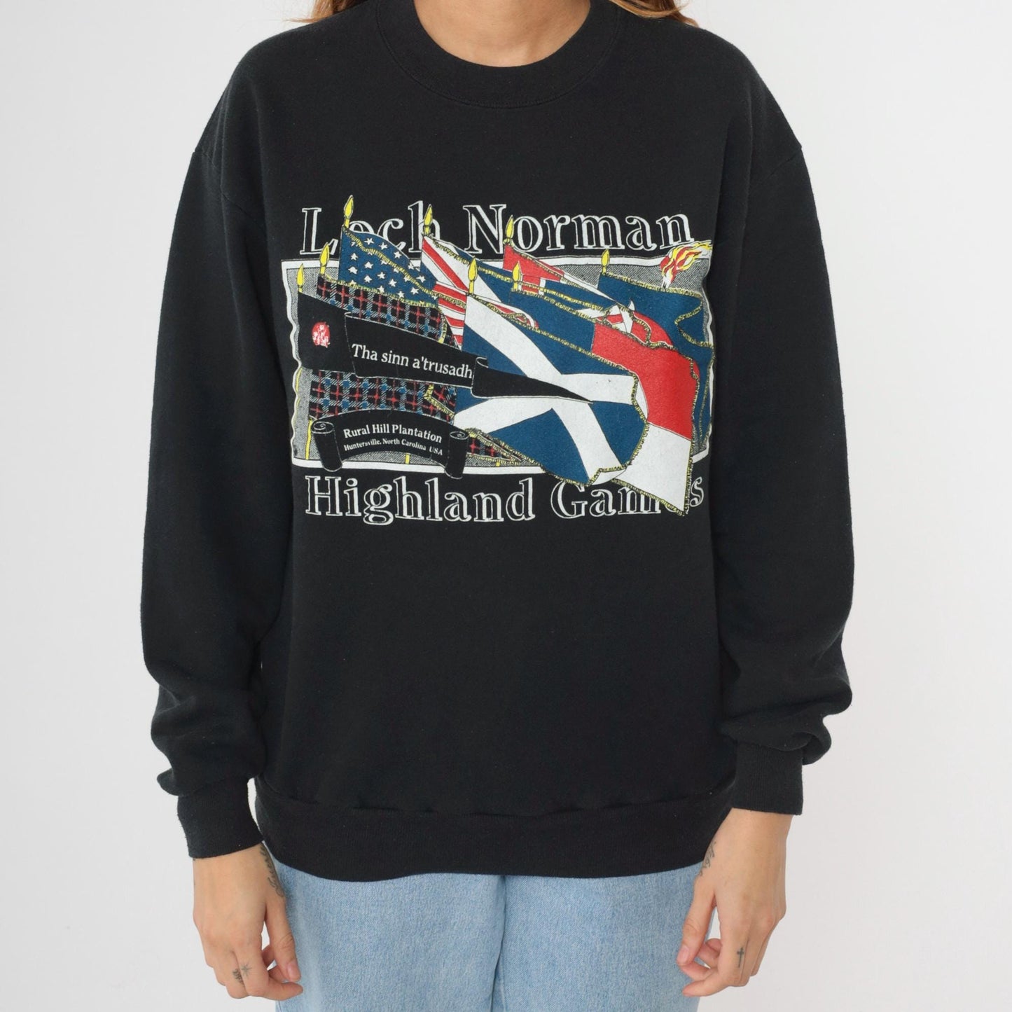 90s Loch Norman Highland Games Sweatshirt North Carolina Black Crewneck Medium