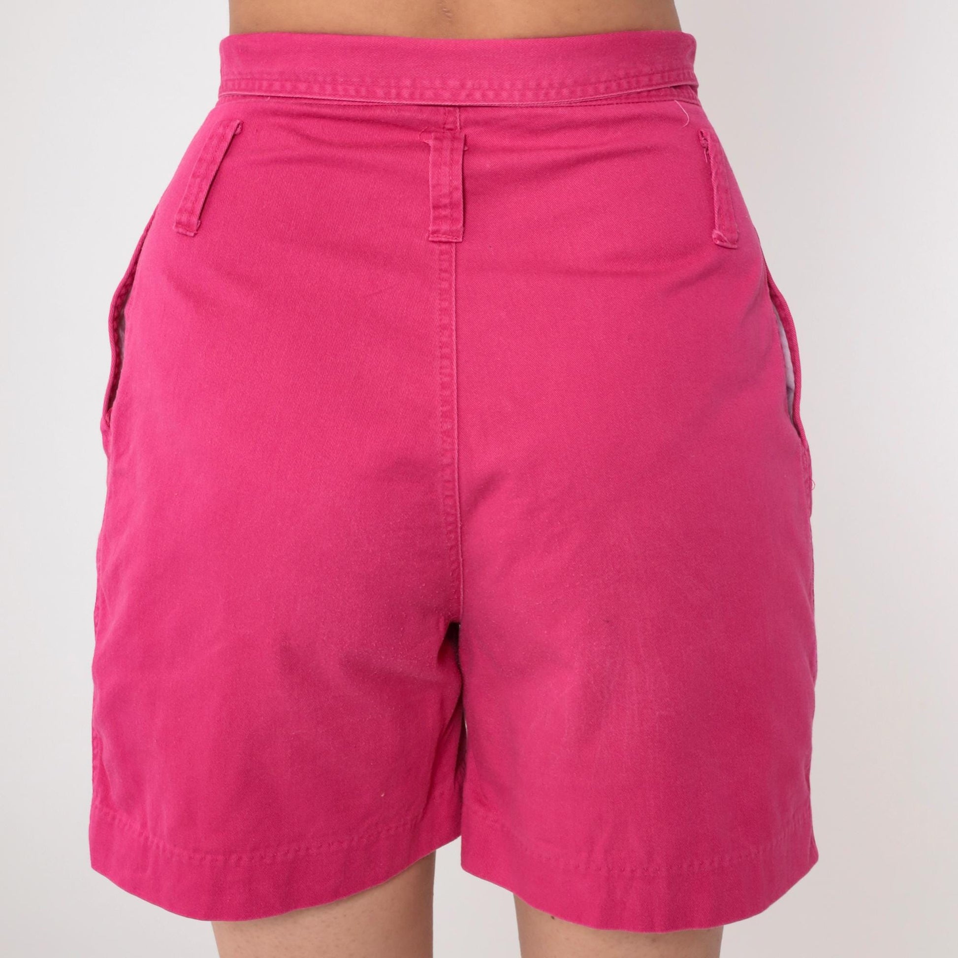 90s Palmettos Hot Pink Denim Shorts High Waisted Pleated Jean Shorts Medium 9