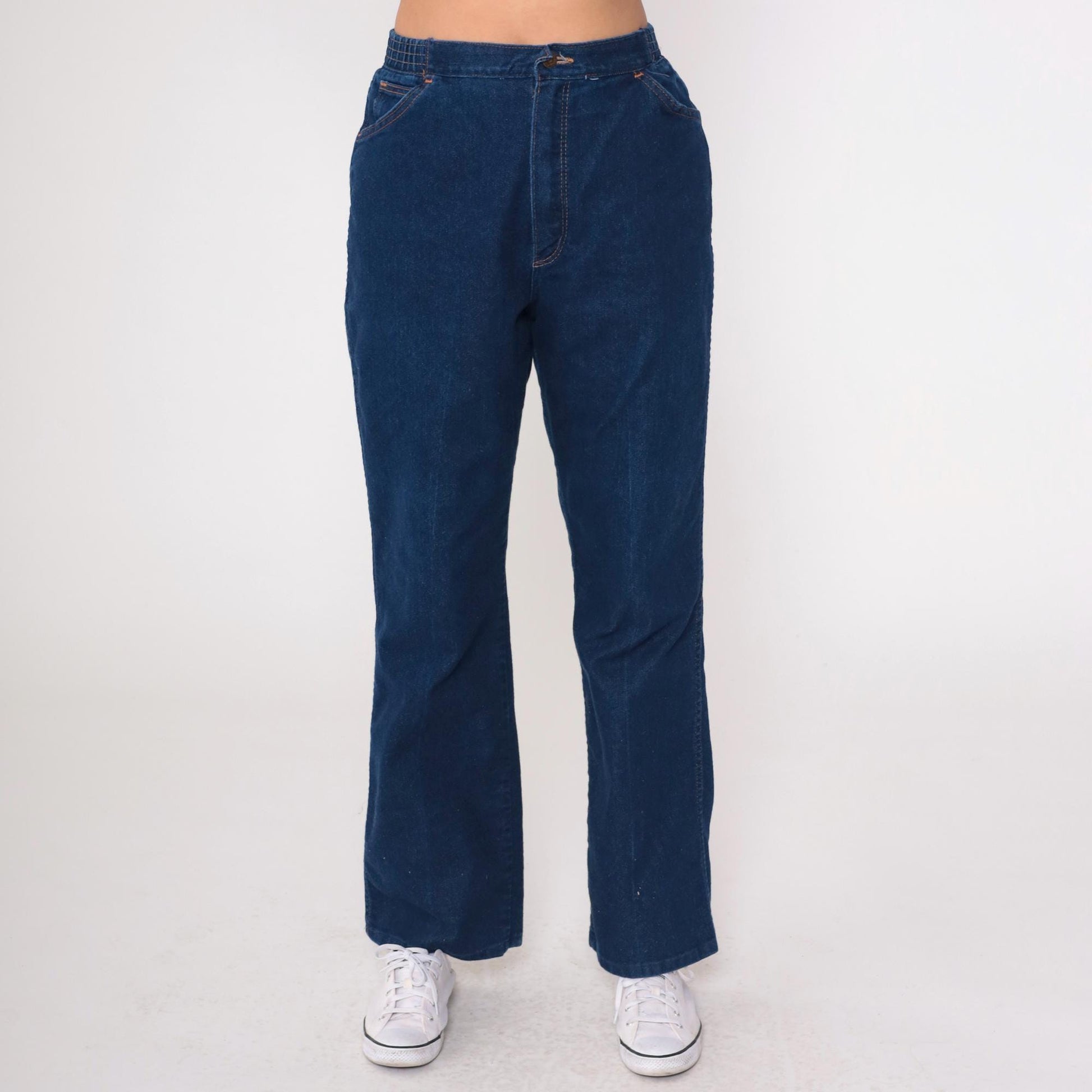 80s Wrangler Dark Blue Straight Leg High Waist Jeans Medium Large