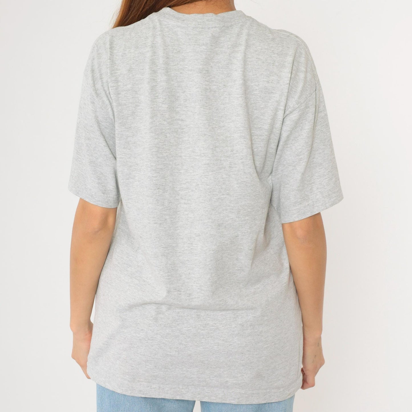 90s Guess Jeans Logo T-Shirt Heather Grey Spellout Graphic Medium M