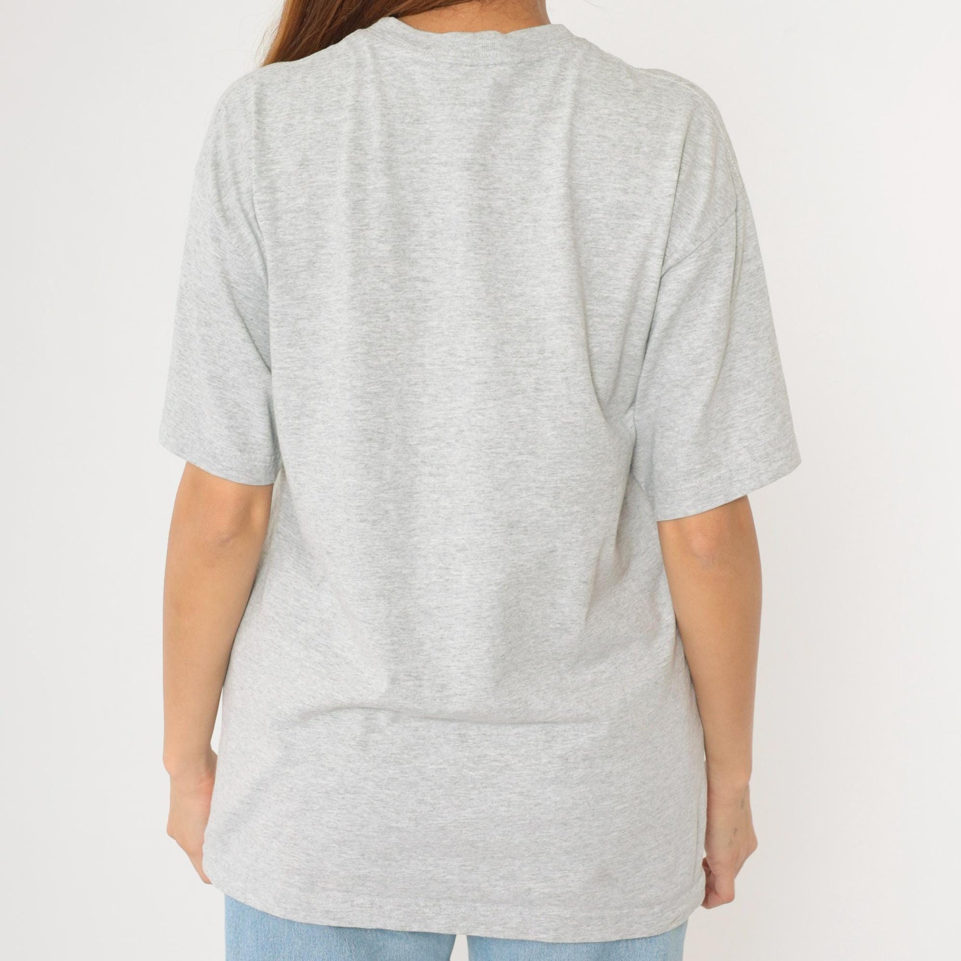 90s Guess Jeans Logo T-Shirt Heather Grey Spellout Graphic Medium M