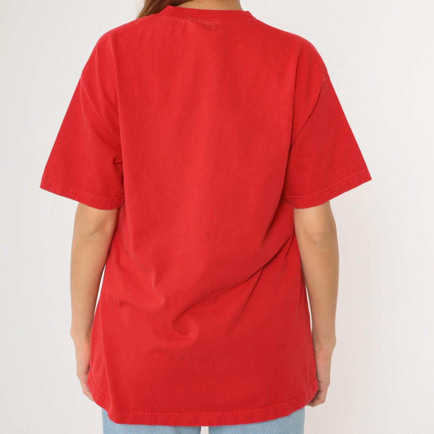 Y2K Arizona Cactus Embroidered T-Shirt Red Cotton Graphic Tee Large