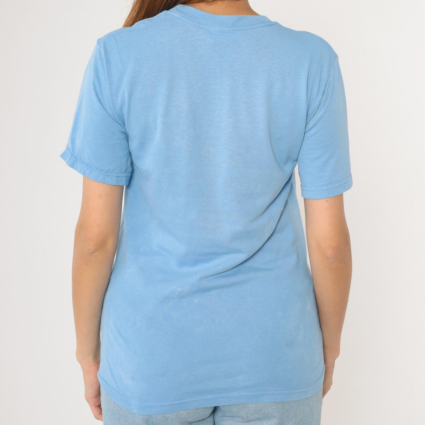90s Hawaii Butterfly T-Shirt Light Blue Gold Glitter Graphic Tee Small S