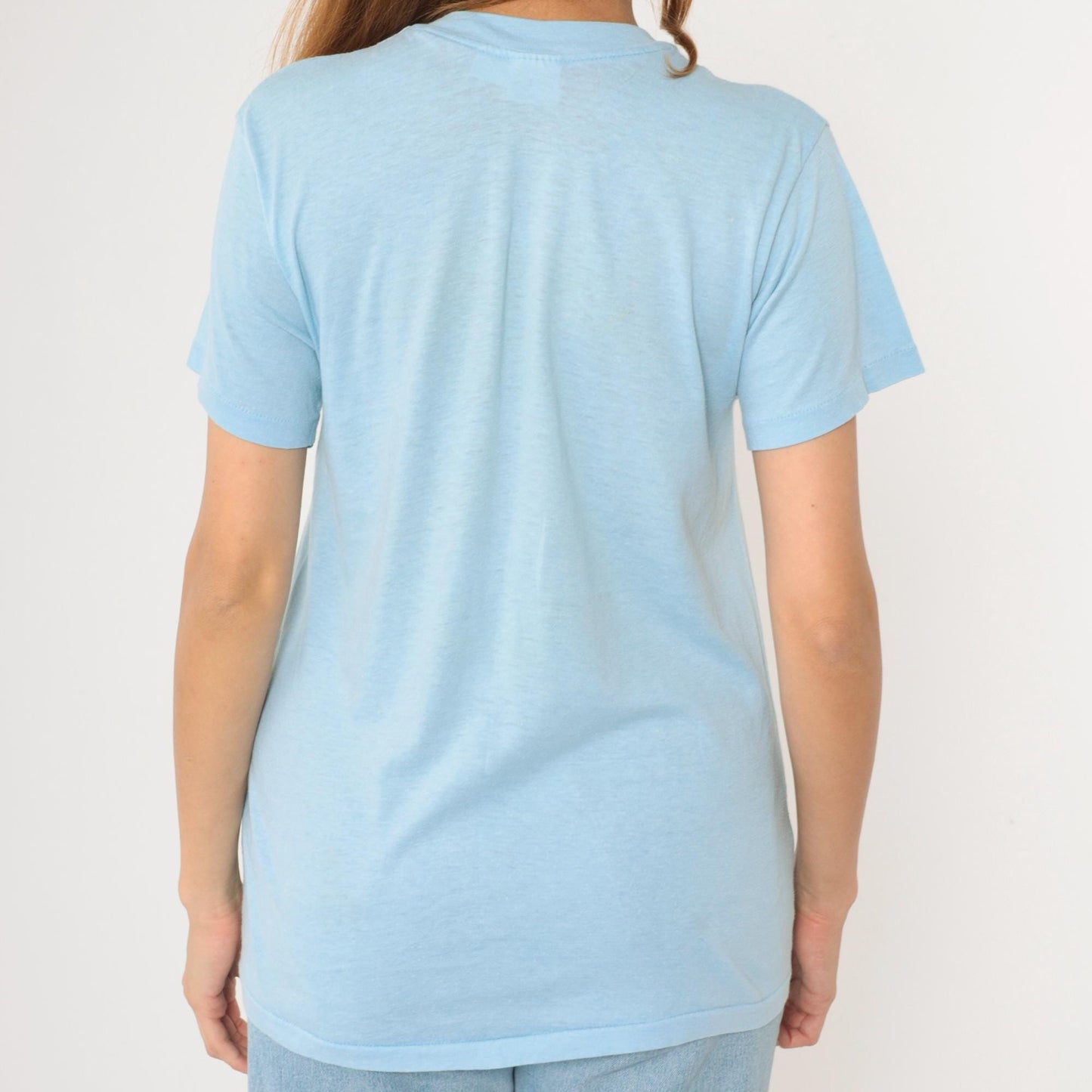 80s Guantanamo Bay Cuba Windmill Beach Graphic T-Shirt Baby Blue Small