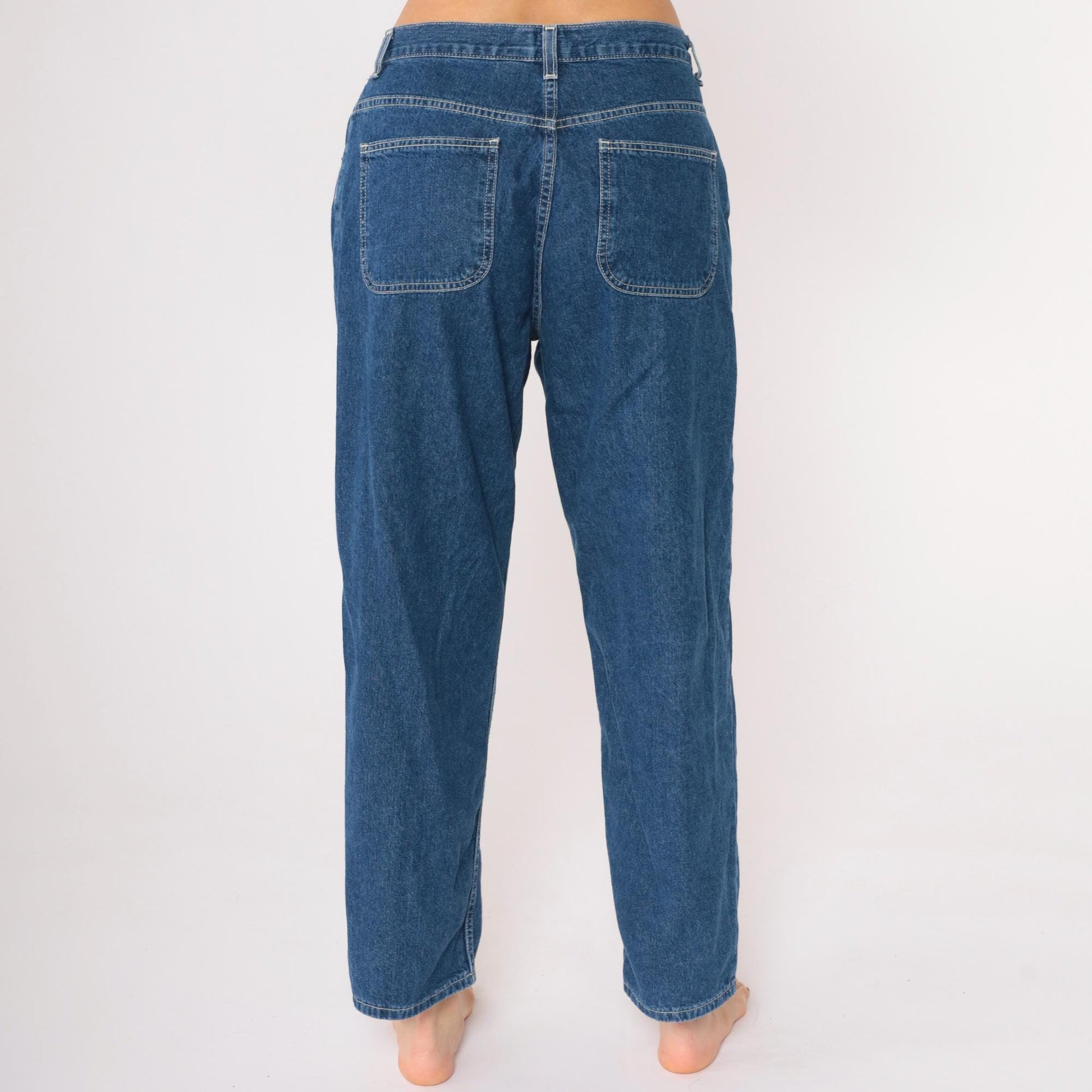 Y2K Old Navy High Waist Straight Leg Ankle Jeans Blue Denim Large 12
