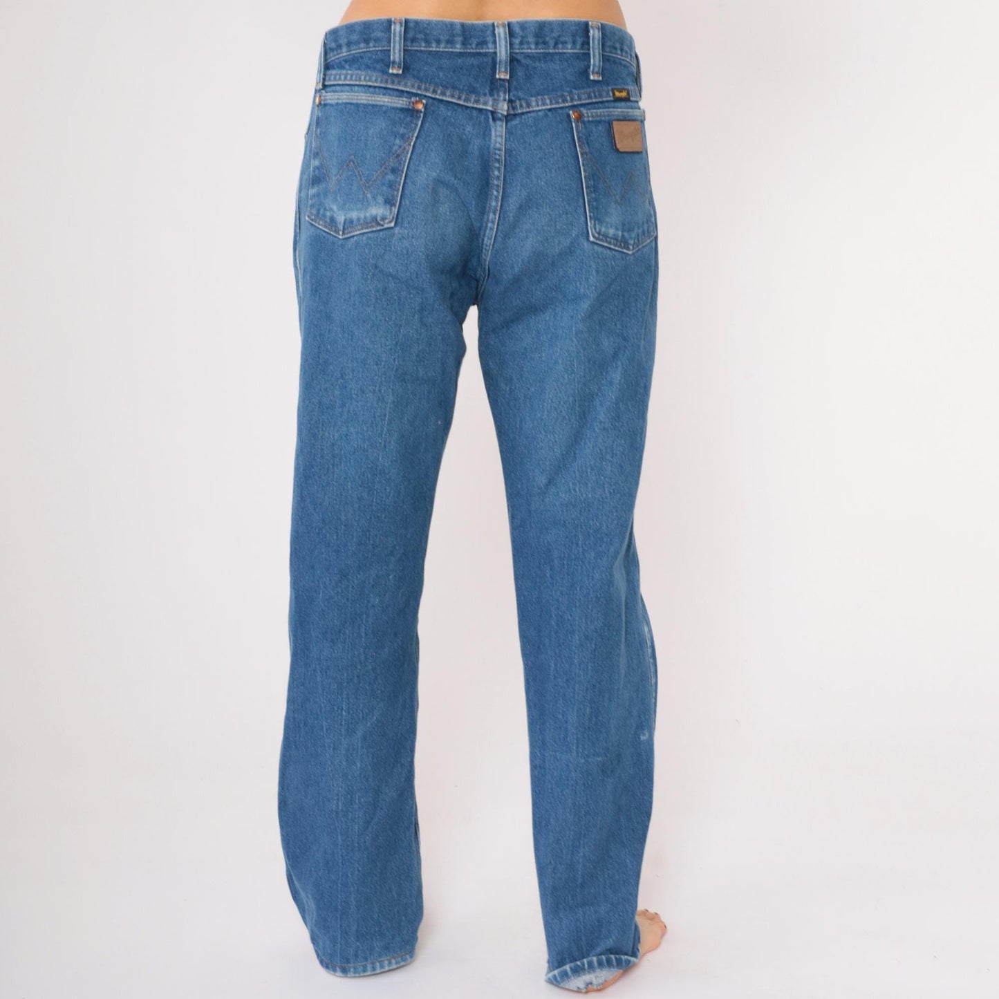 90s Wrangler Straight Leg High Rise Jeans Blue Denim Men's 36x34