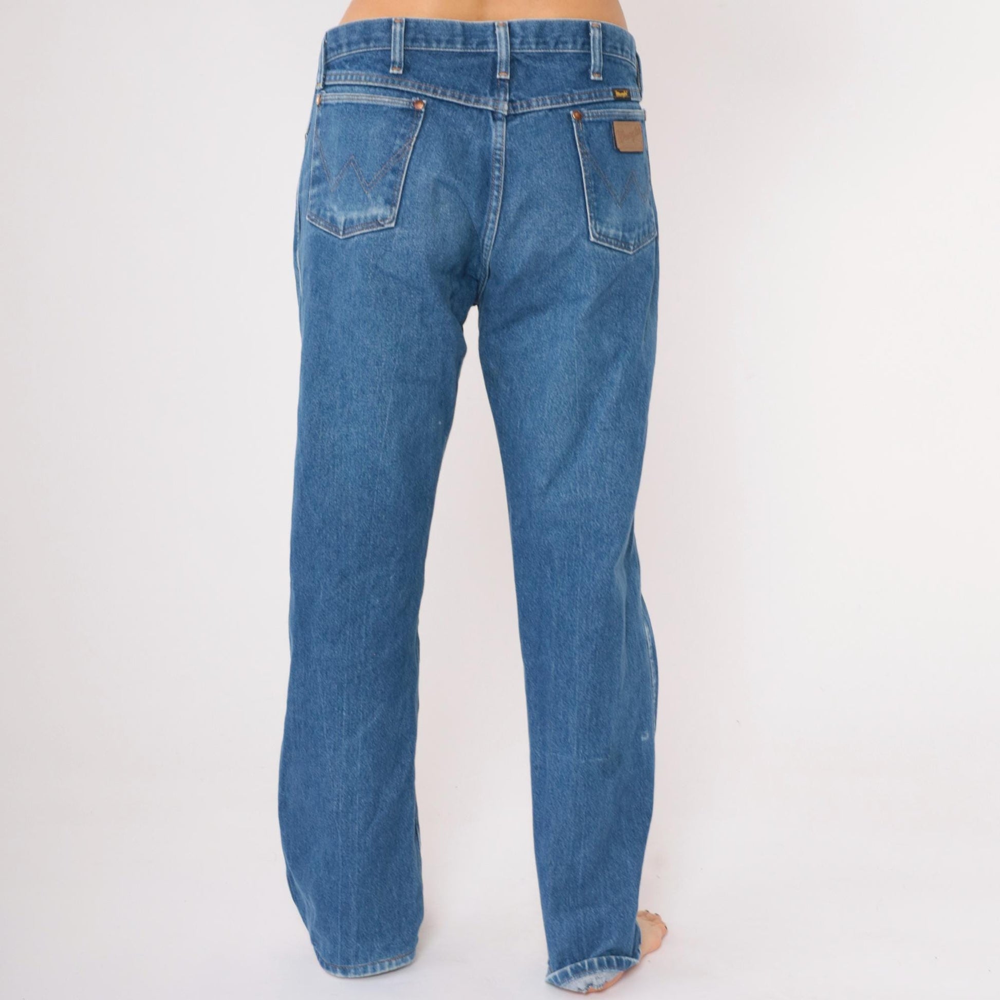 90s Wrangler Straight Leg High Rise Jeans Blue Denim Men's 36x34