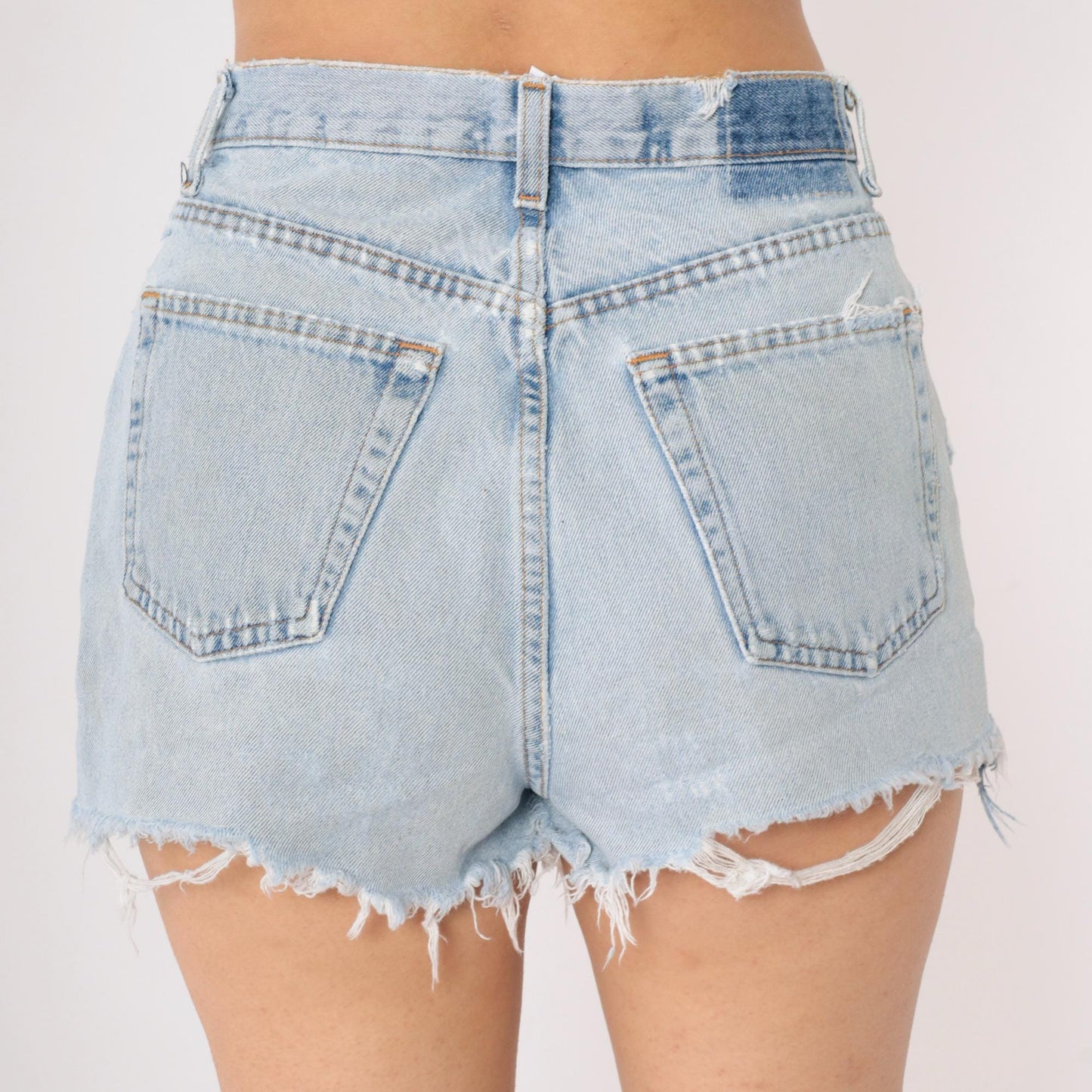 90s Gap Reverse Fit Denim Cutoff Shorts Blue Distressed High Waisted Medium
