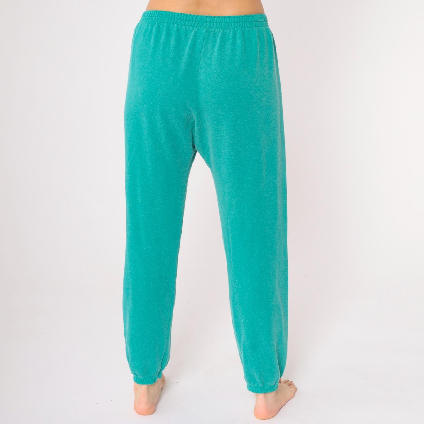 90s Hanes Turquoise Joggers Sweatpants Elastic Waist Large