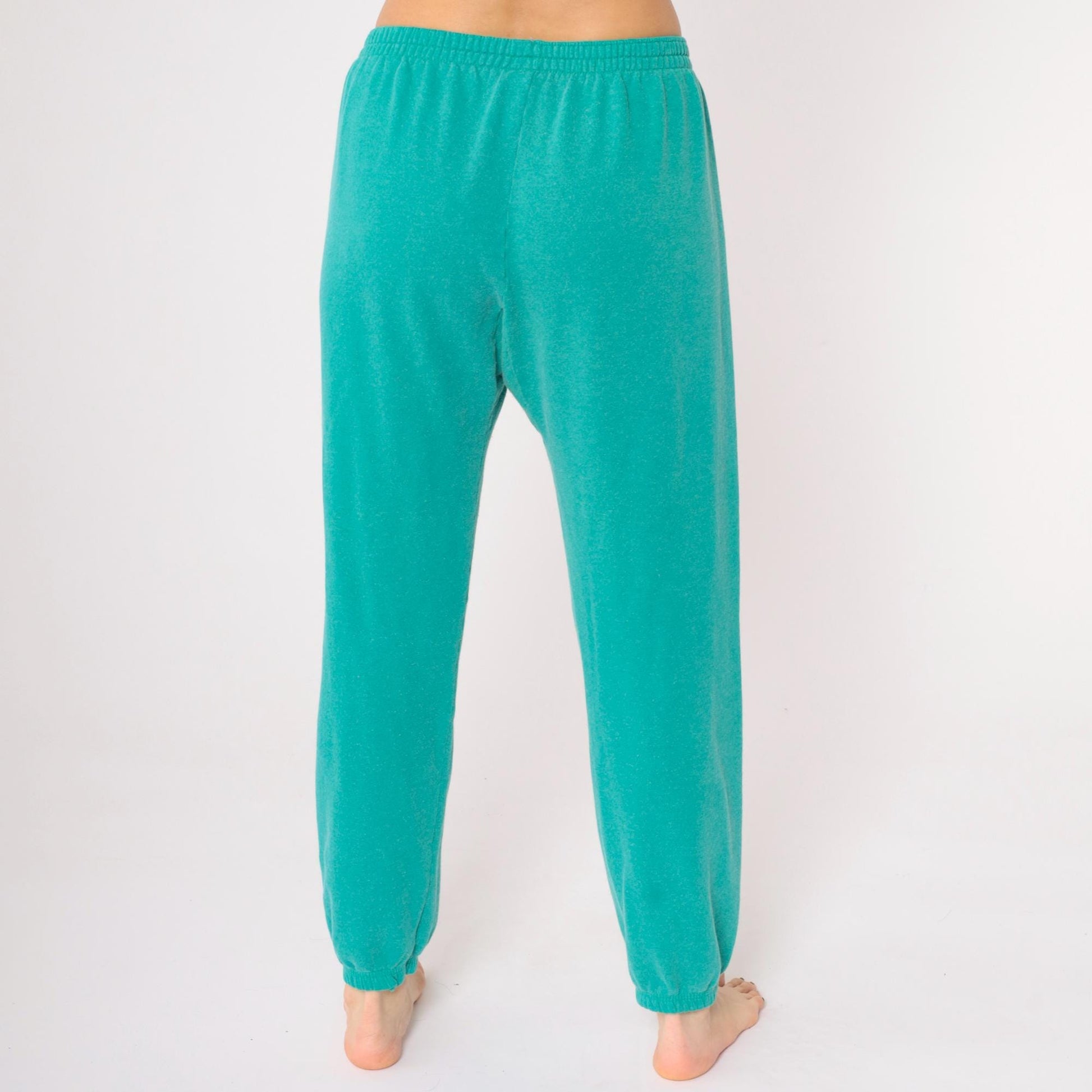 90s Hanes Turquoise Joggers Sweatpants Elastic Waist Large