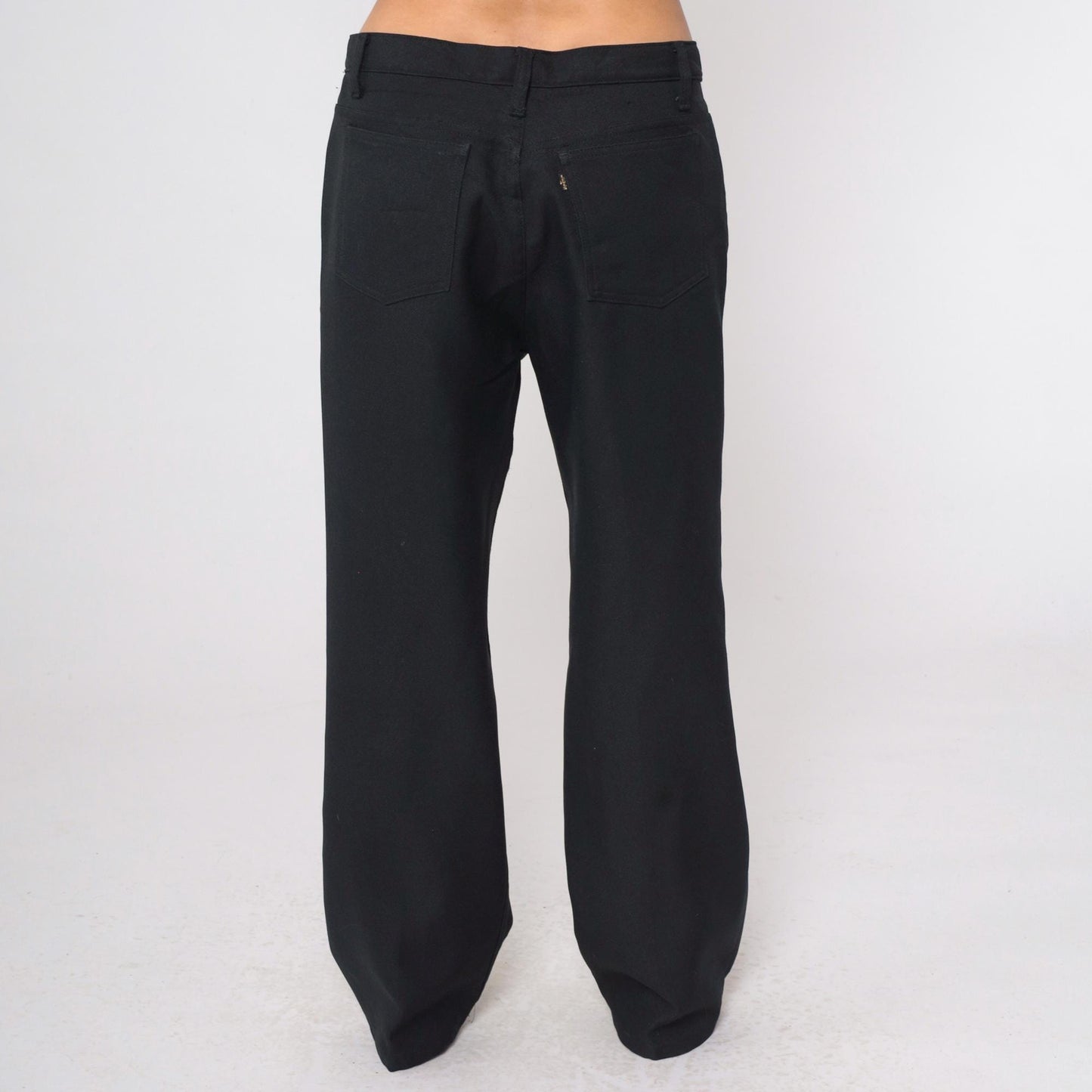 70s Levi's Black High Rise Straight Leg Trousers 38 x 30