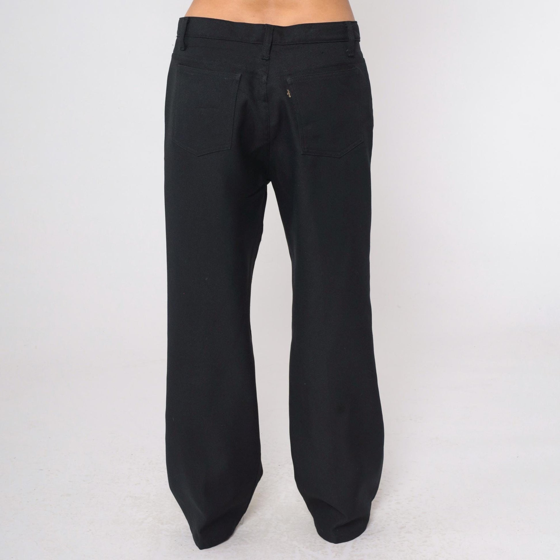 70s Levi's Black High Rise Straight Leg Trousers 38 x 30