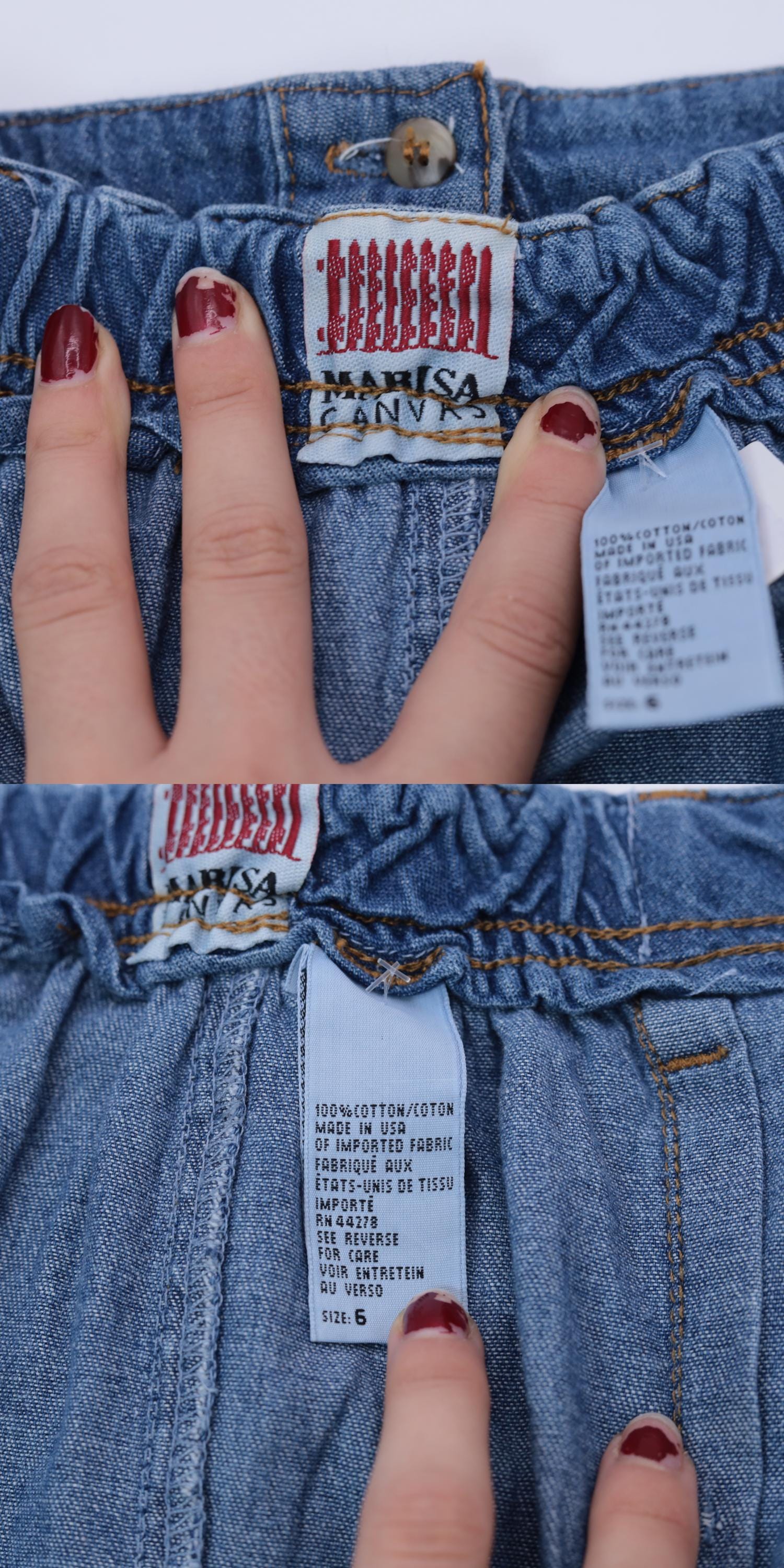 90s Marisa Canvas Denim Maxi Skirt Button Front High Waist Blue Small 6