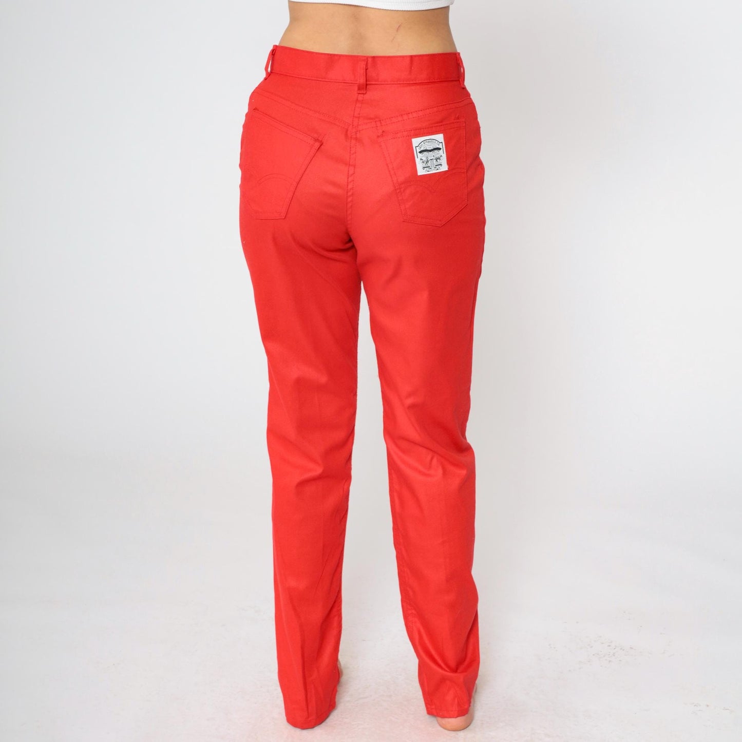 80s Levi's Red High-Waist Straight Leg Trousers Medium