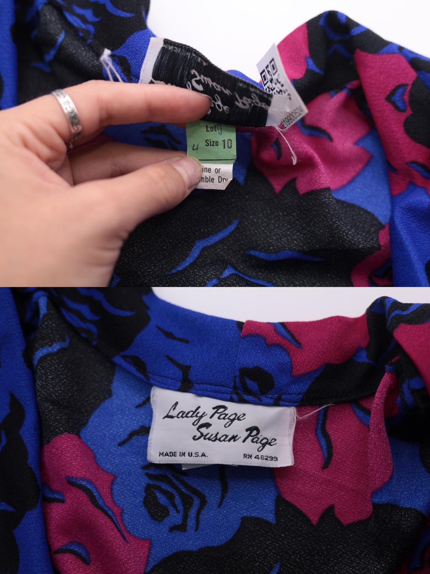 80s Floral Wrap Dress Midi Long Sleeve High Waist Blue Pink Rose Print Medium