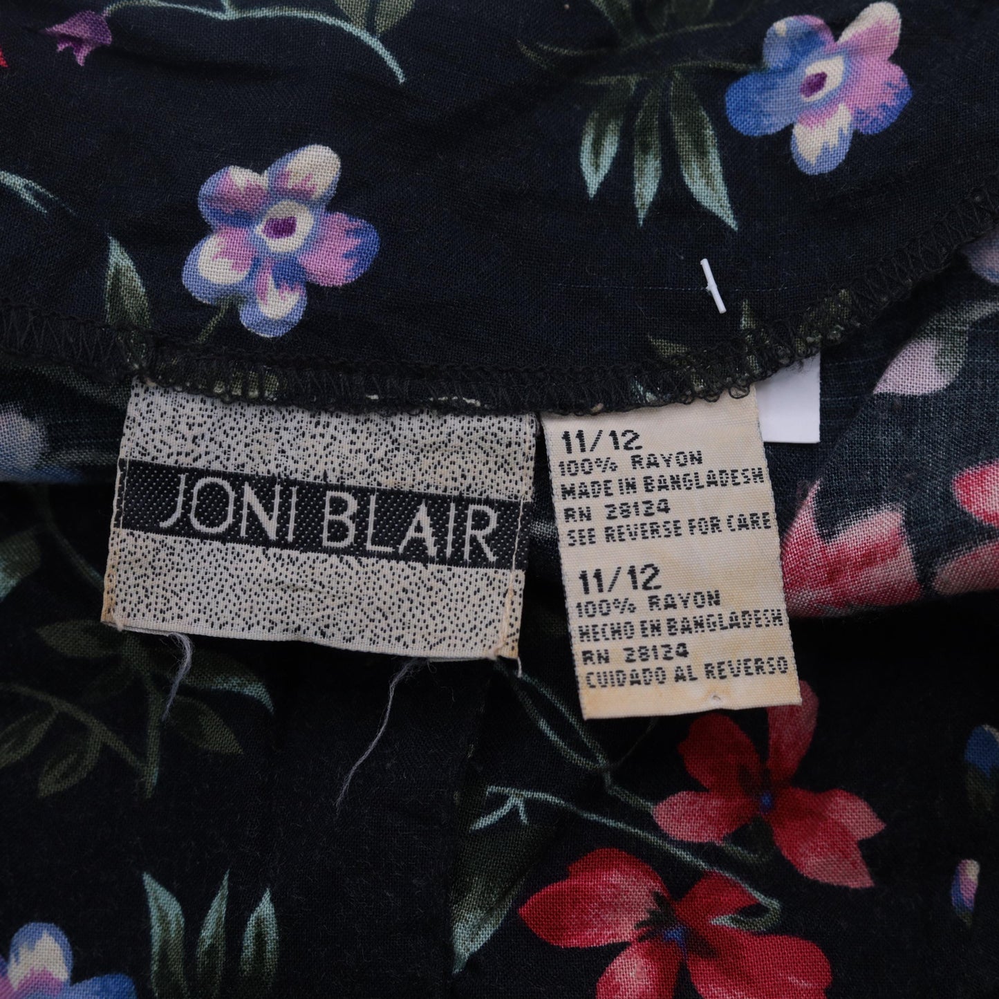 90s Black Floral Rayon Romper Wide Leg Scoop Neck Button Up Medium